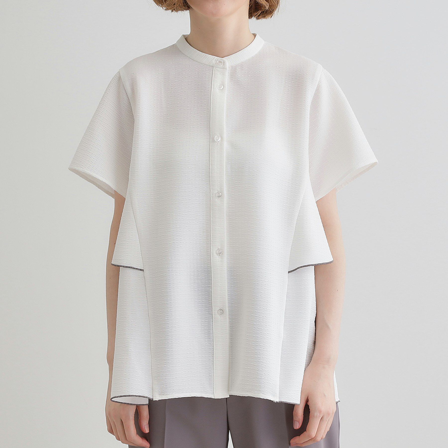 grove「【360&deg;抜かりない】ストライプアソートバックフレアブラウス」|シャツ・ブラウス|