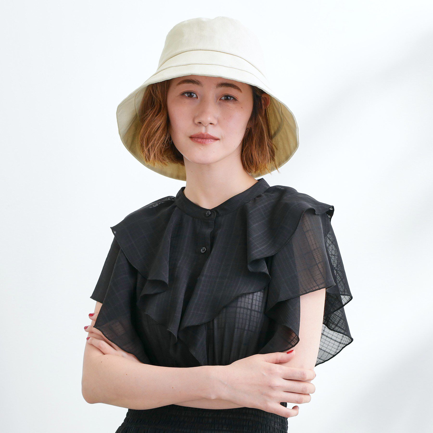 grove「綿麻混カサブランカワイドブリムハット【UVカット・サイズ調整】」|ハット|