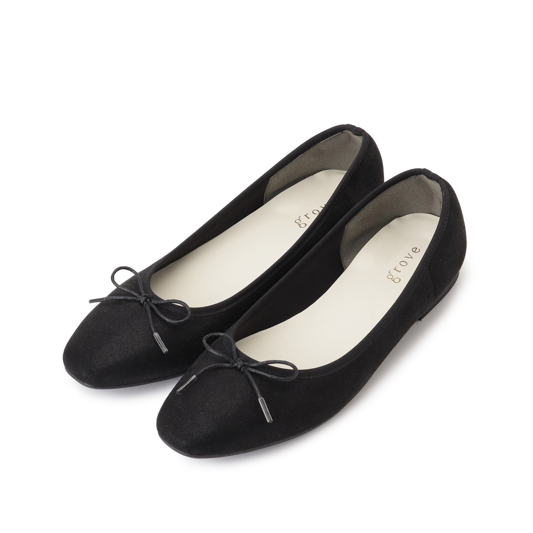 grove「最終お値下げ！！【人間工学】つつまれフィットバレエシューズ （抗菌防臭加工裏地使用）」|その他|箔ブラック(019)