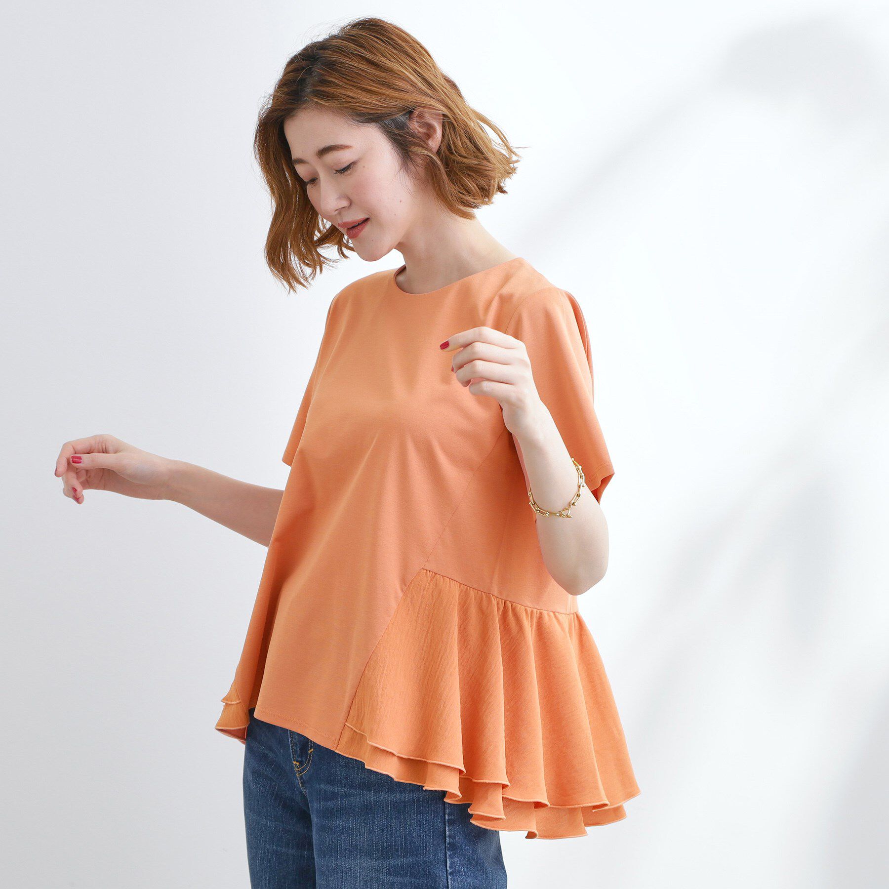 grove「【UV・冷感】布帛使いフレアーTシャツ」|Tシャツ・カットソー|