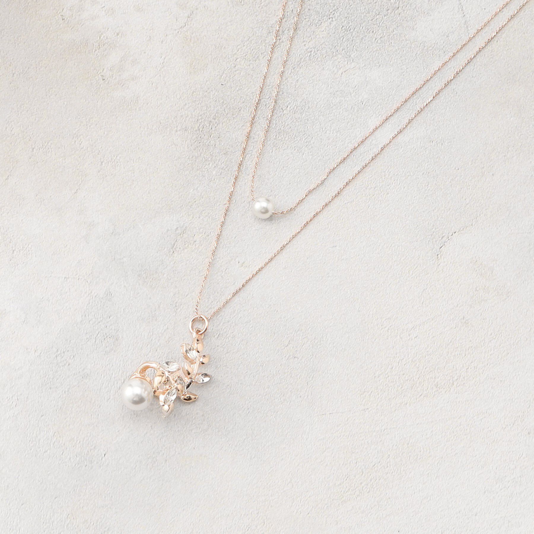 grove「フラワーモチーフパール調ネックレス」|ネックレス|ピンクシルバー(00
