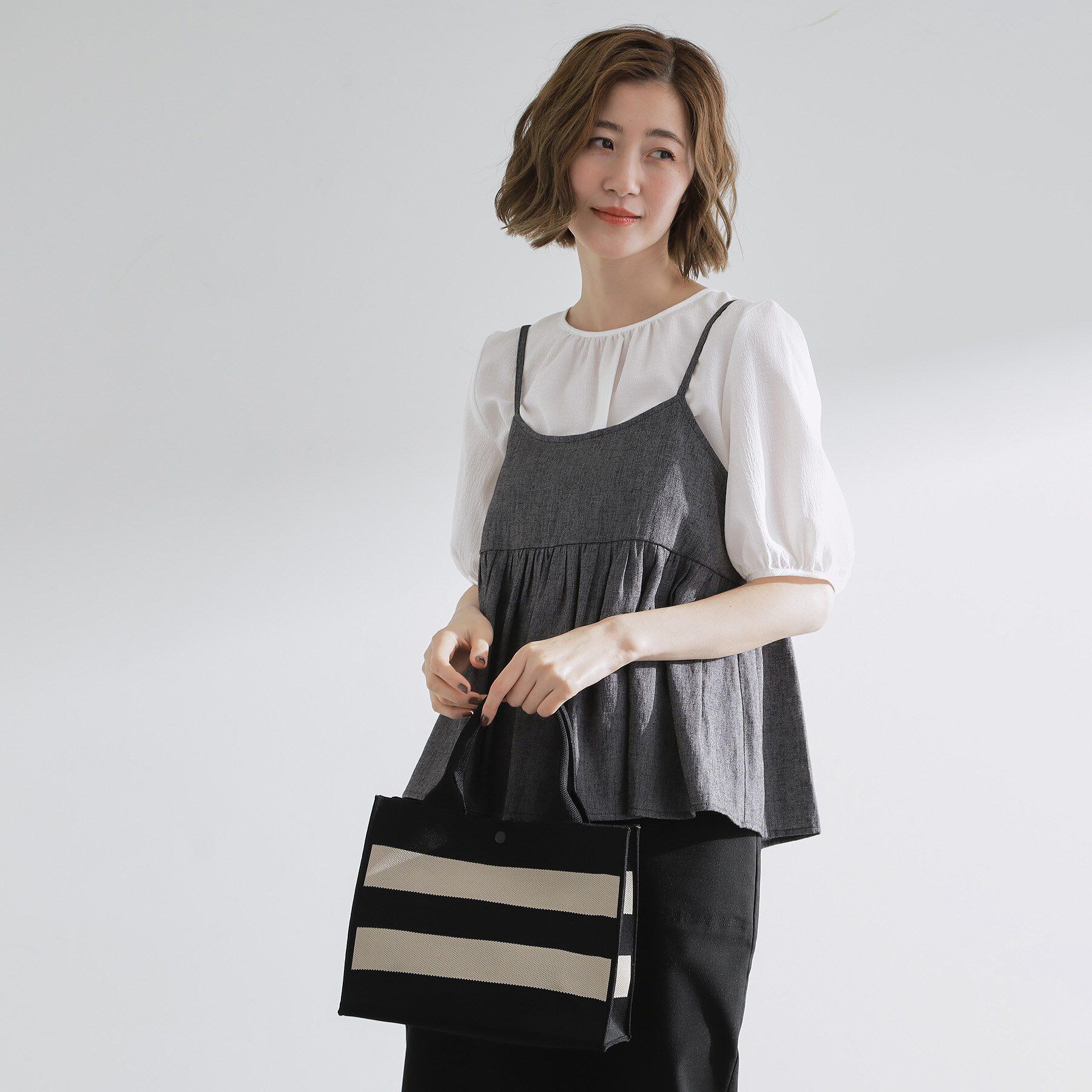 grove「ニットアソート2WAYトート」|トートバッグ|ブラック(319)