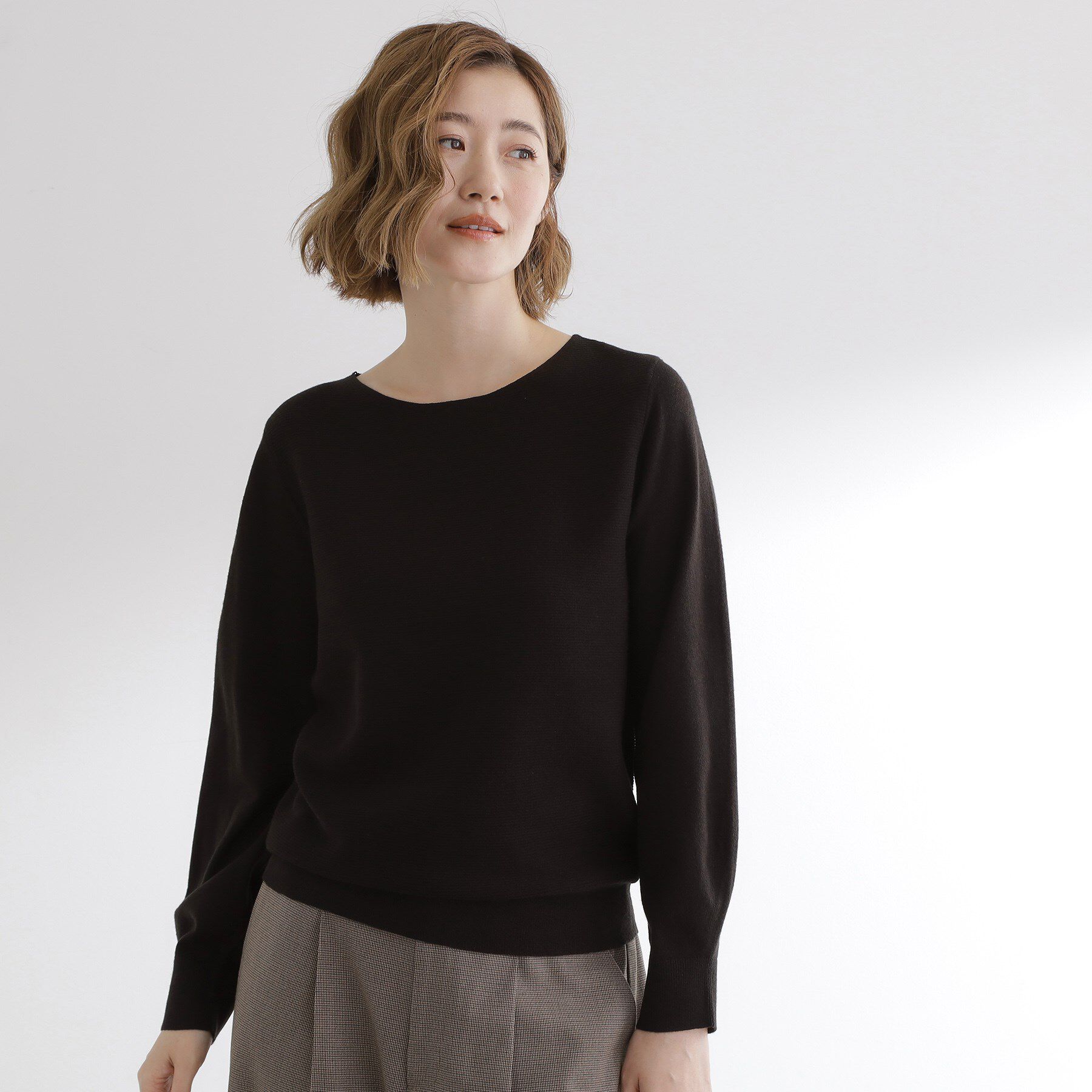 grove「【最終お値下げ！】ガーターボートネックプルオーバー【洗える/毛玉軽減】」|ニット・セーター|ブラック(819)