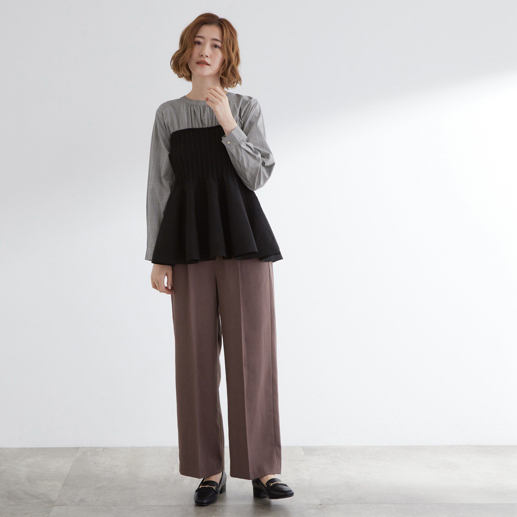 grove「一枚でトレンド完成！体型カバーも叶うニットビスチェドッキングブラウス」|シャツ・ブラウス|