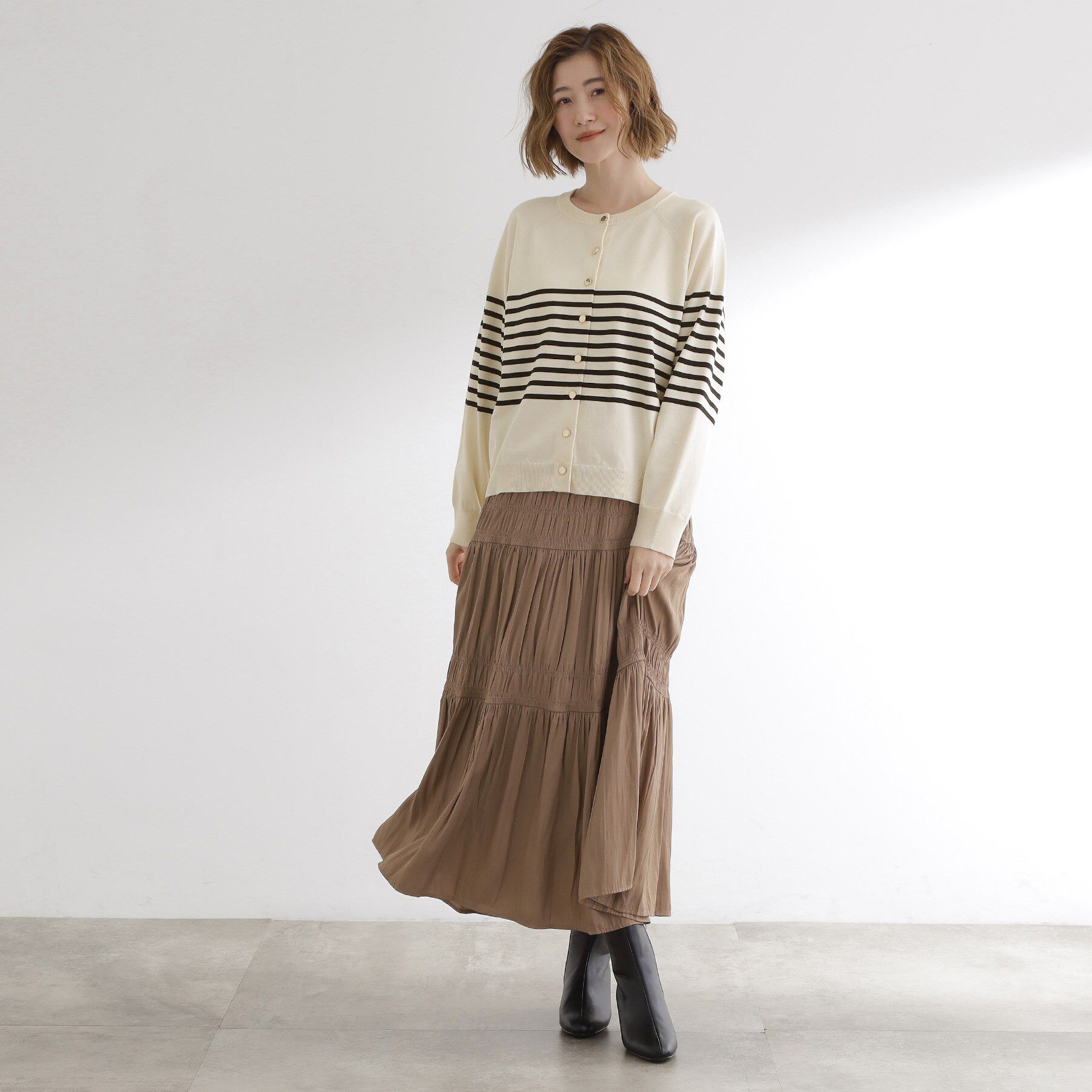 grove「【洗える】シンプルに映える、ラグランスリーブカーディガン」|カーディガン|