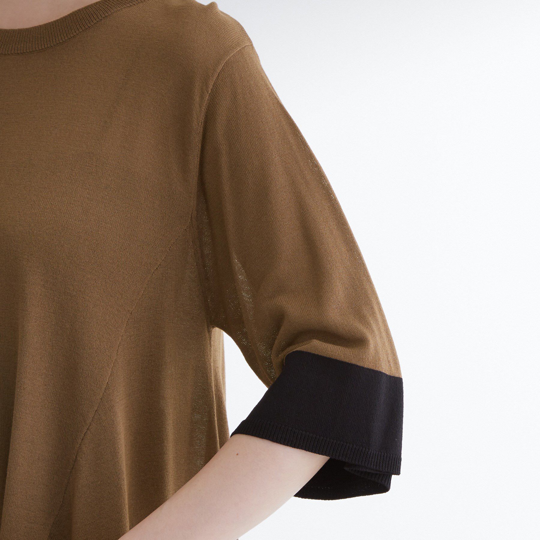 grove「涼やか体型カバー　配色シアーニットプルオーバー」|ニット・セーター|