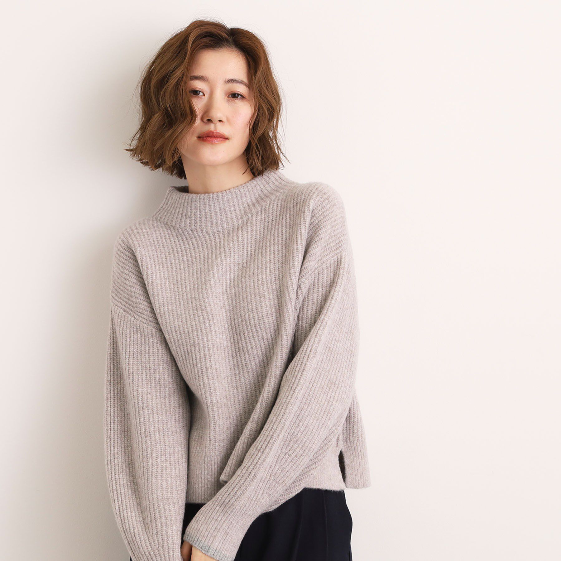 grove「【洗える】ふんわりウール混ボトルネックニット」|ニット・セーター|ベージュ(052)