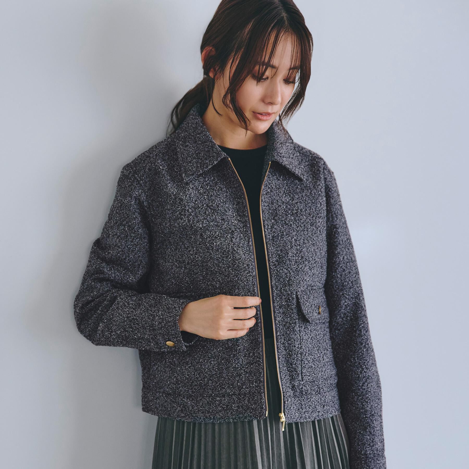 grove「カジュアルに羽織れる、大人のツイードトラックジャケット」|ブルゾン・スタジャン|グレーツイード(41