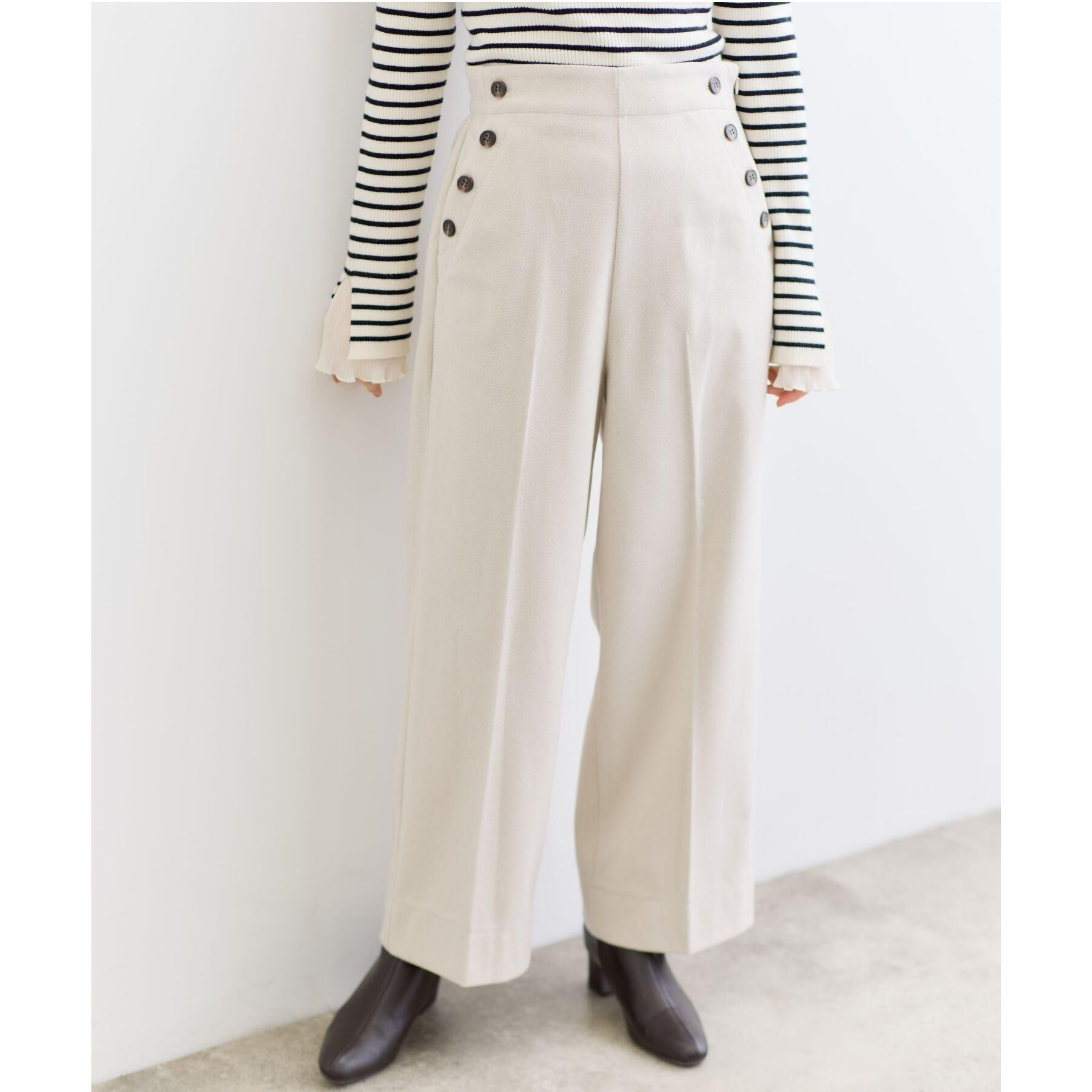 grove「【洗える/あったか】美シルエットなマリンワイドパンツ」|その他|ベージュ(450)