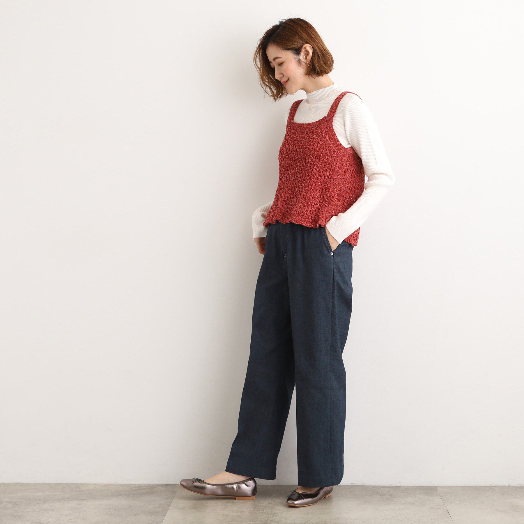 grove「【あったか裏起毛】デニムライクストレートワイドパンツ」|その他|