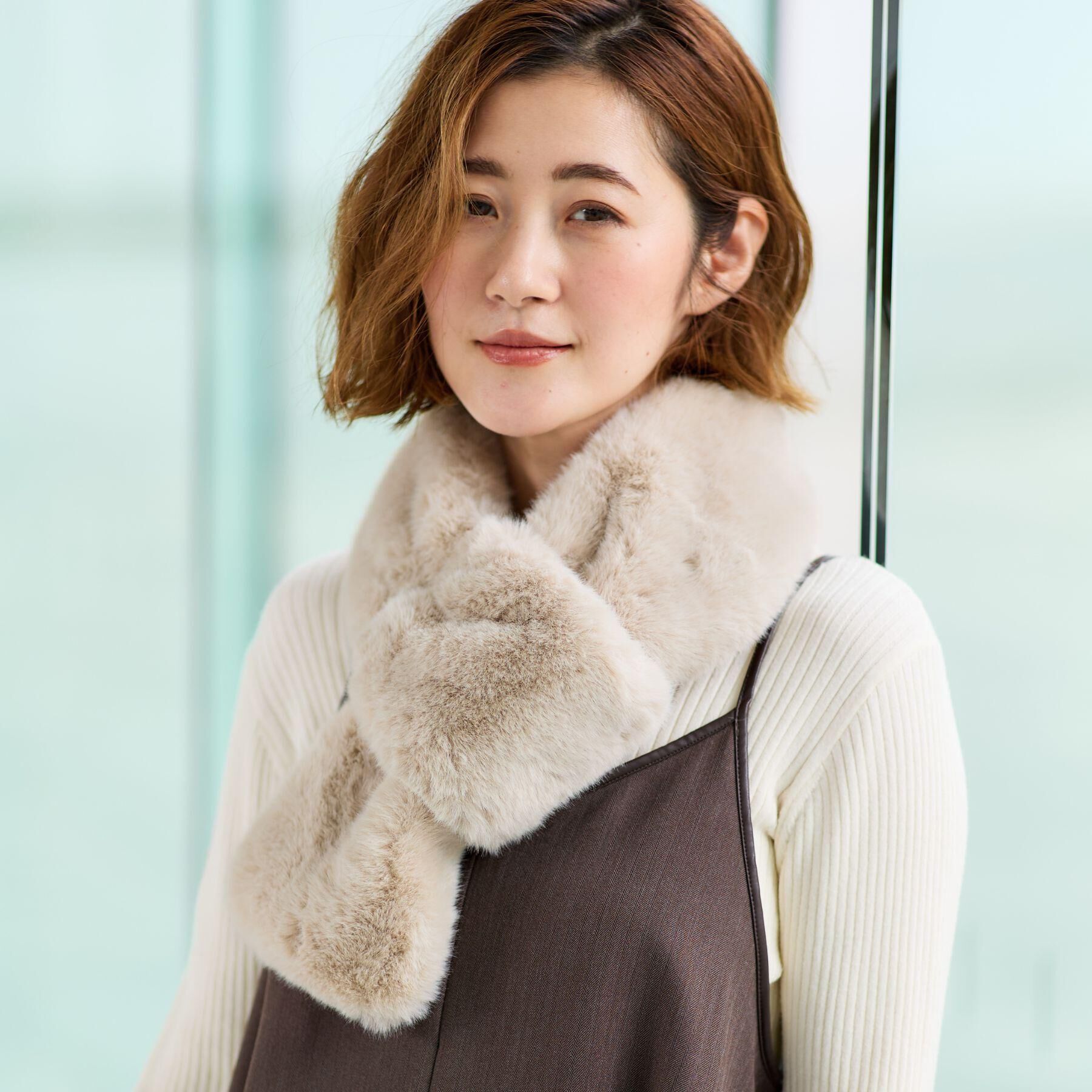 grove「フェイクファー差し込みティペット」|ストール|ライトベージュ(05