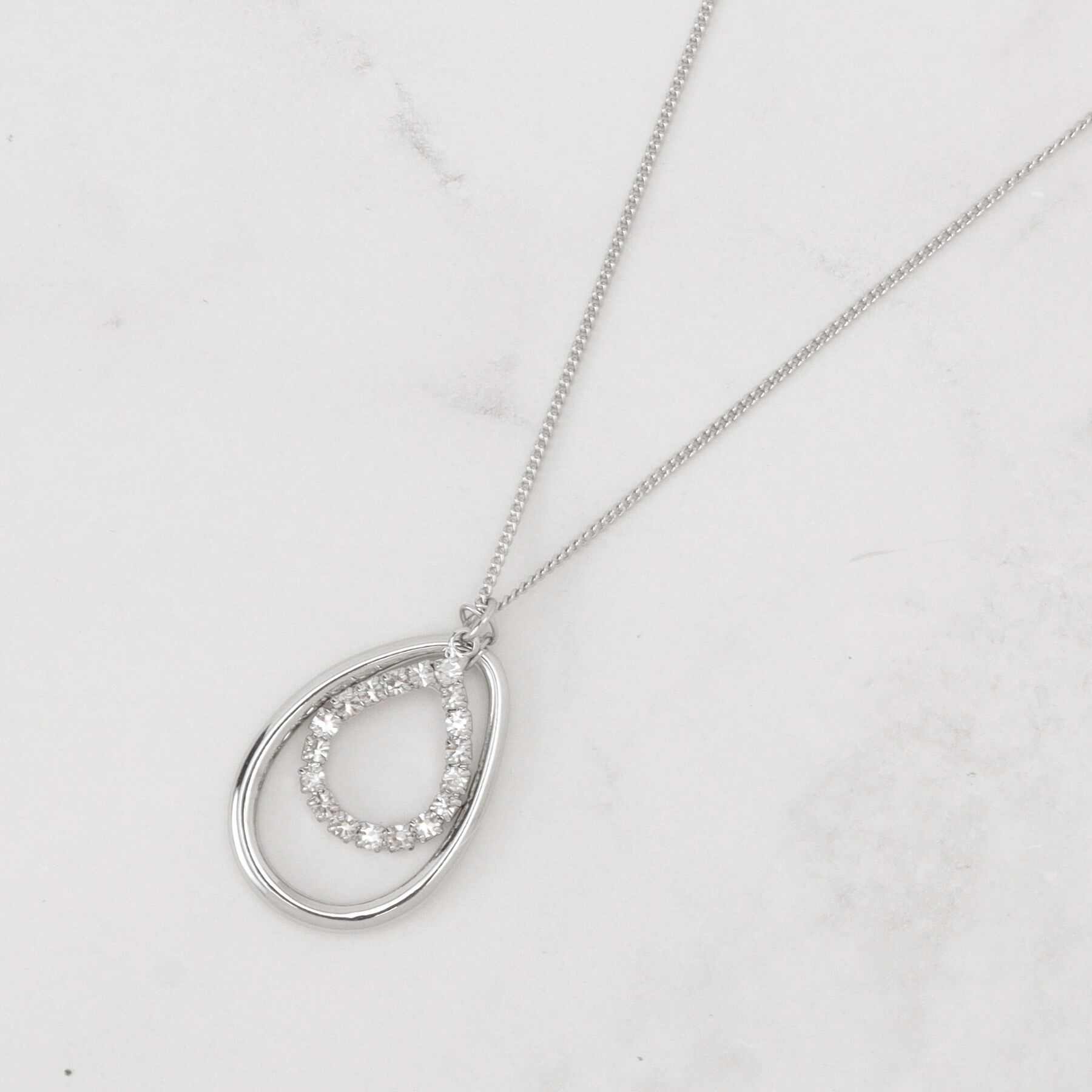 grove「しずくメタルビジューリングネックレス」|ネックレス|シルバー(006)