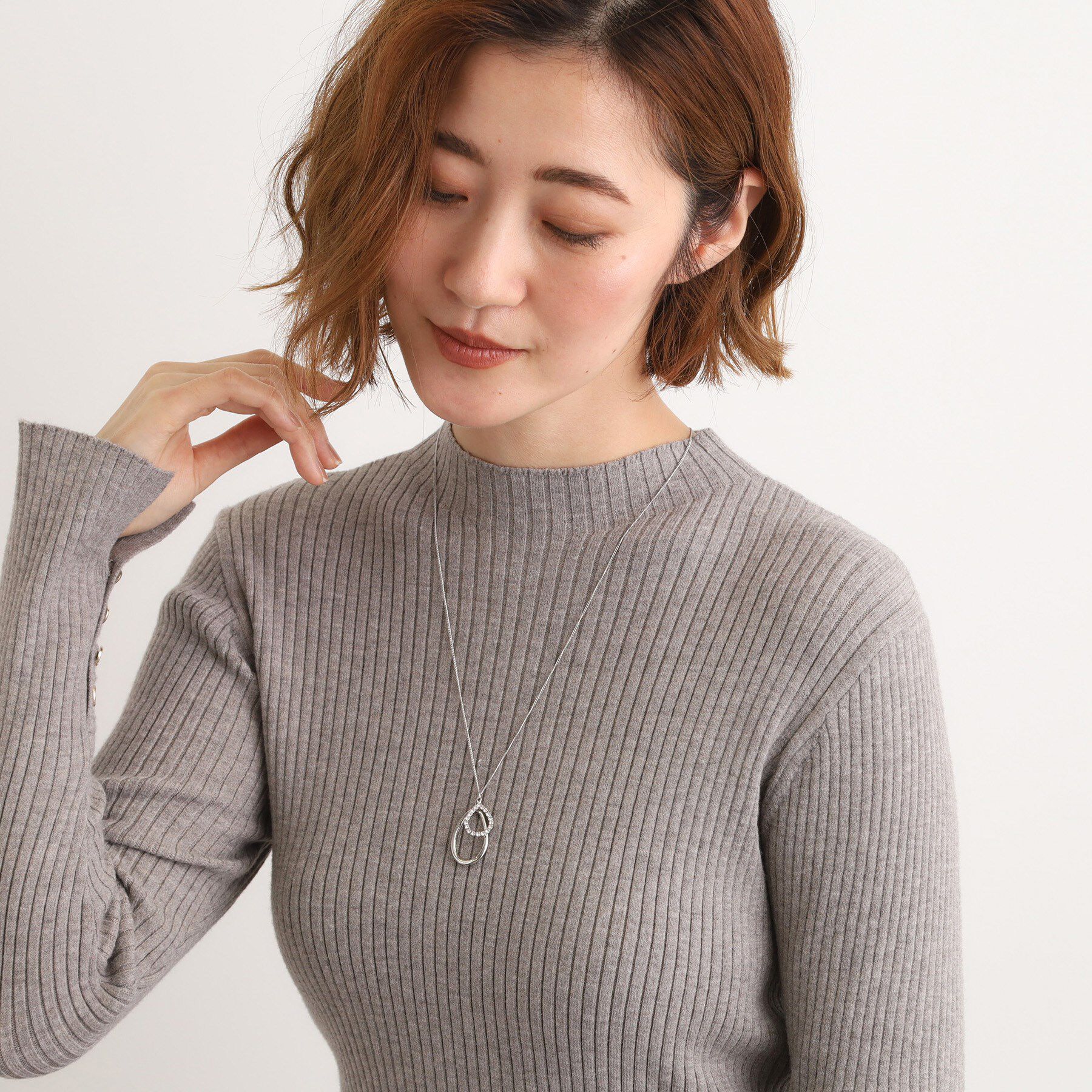 grove「しずくメタルビジューリングネックレス」|ネックレス|