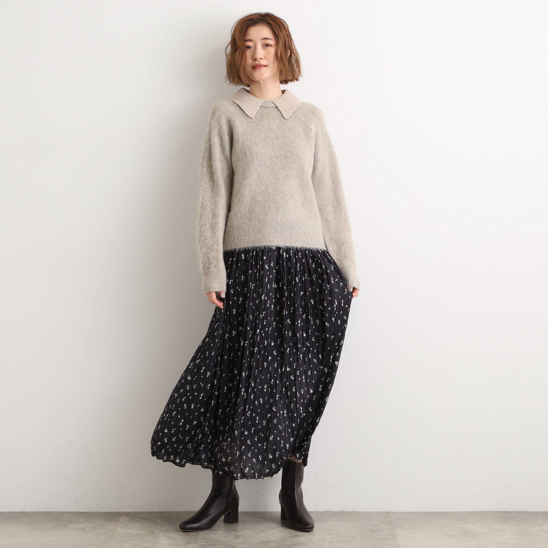 grove「異素材ビッグカラーニット」|ニット・セーター|