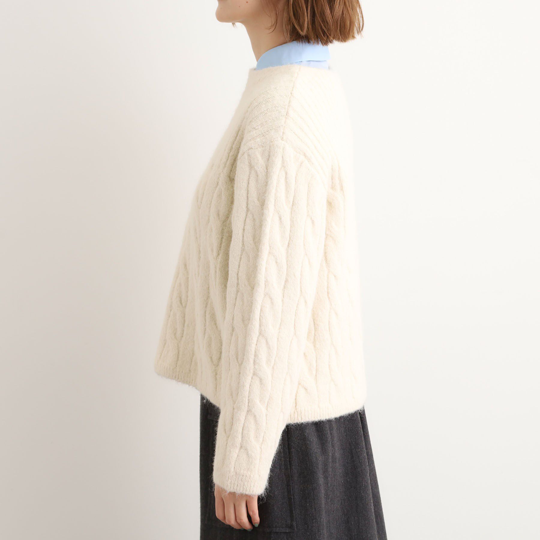 grove「ふんわり包み込む ケーブルボートネックニット」|ニット・セーター|