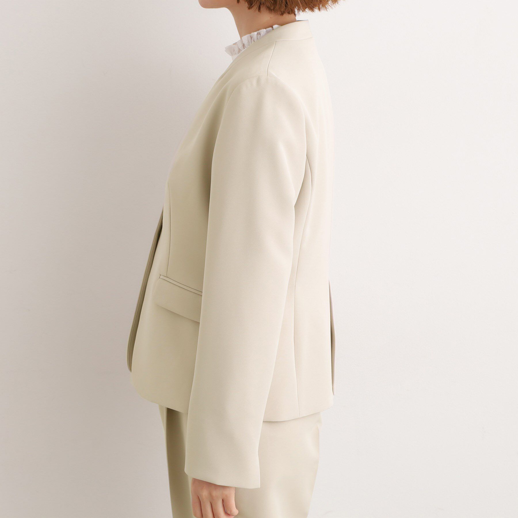 grove「【マシンウォッシュ／防シワ/SS-3L】ストレッチノーカラージャケット」|ノーカラージャケット|