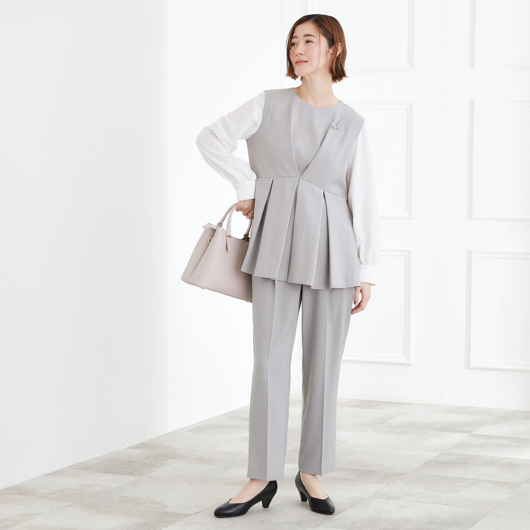 grove「【マシンウォッシュ/防シワ/S-3L】着回しできるカセット服テーパードパンツ」|その他|