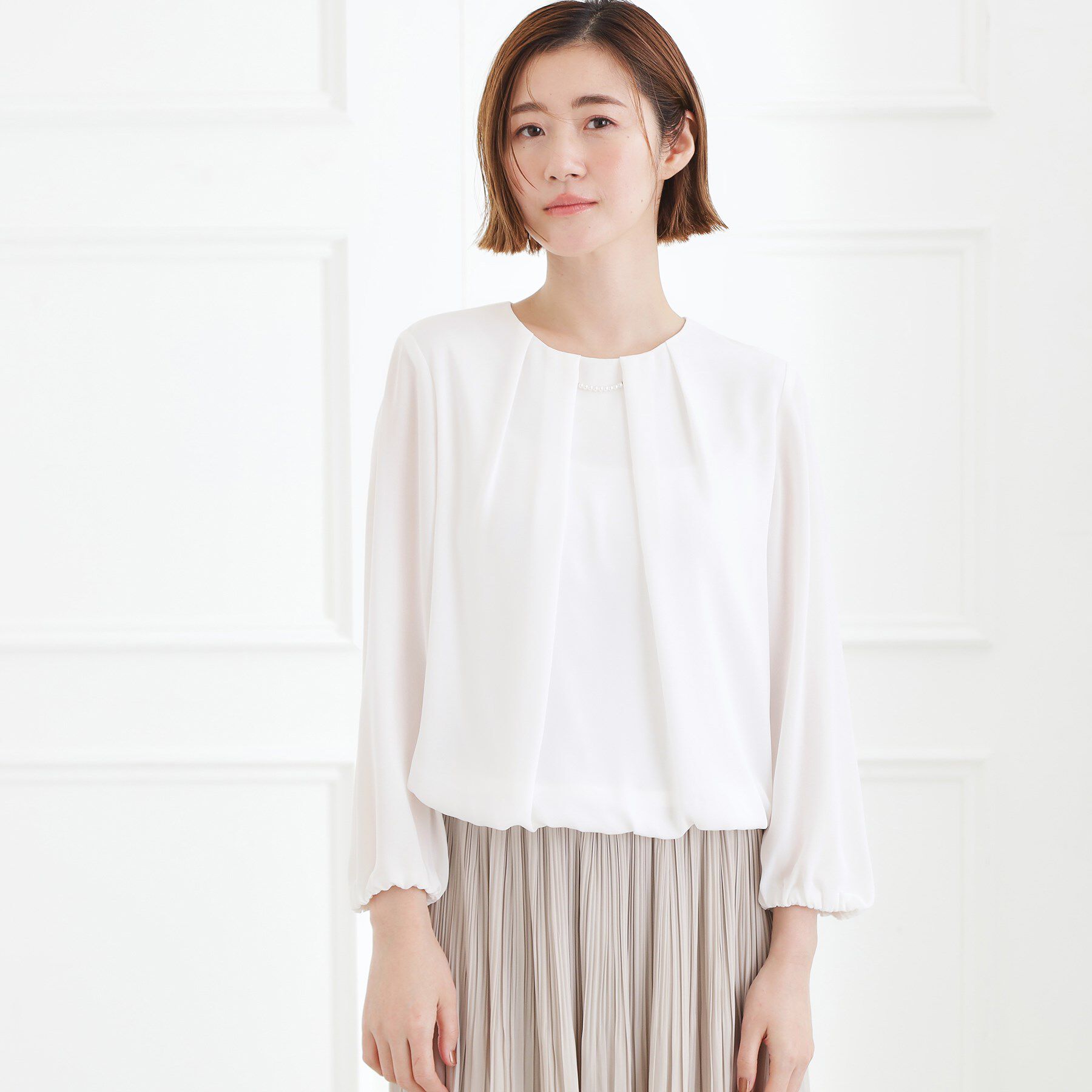 grove「【手洗いOK】パーツ付き裾バルーンブラウス」|シャツ・ブラウス|
