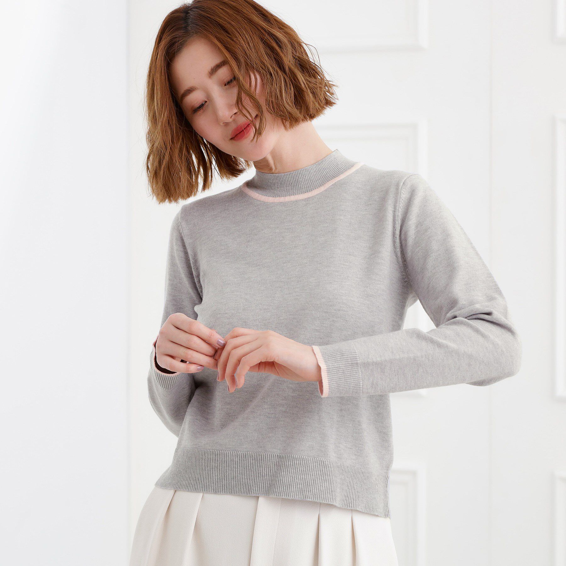 grove「バイカラーハイネックニット」|ニット・セーター|