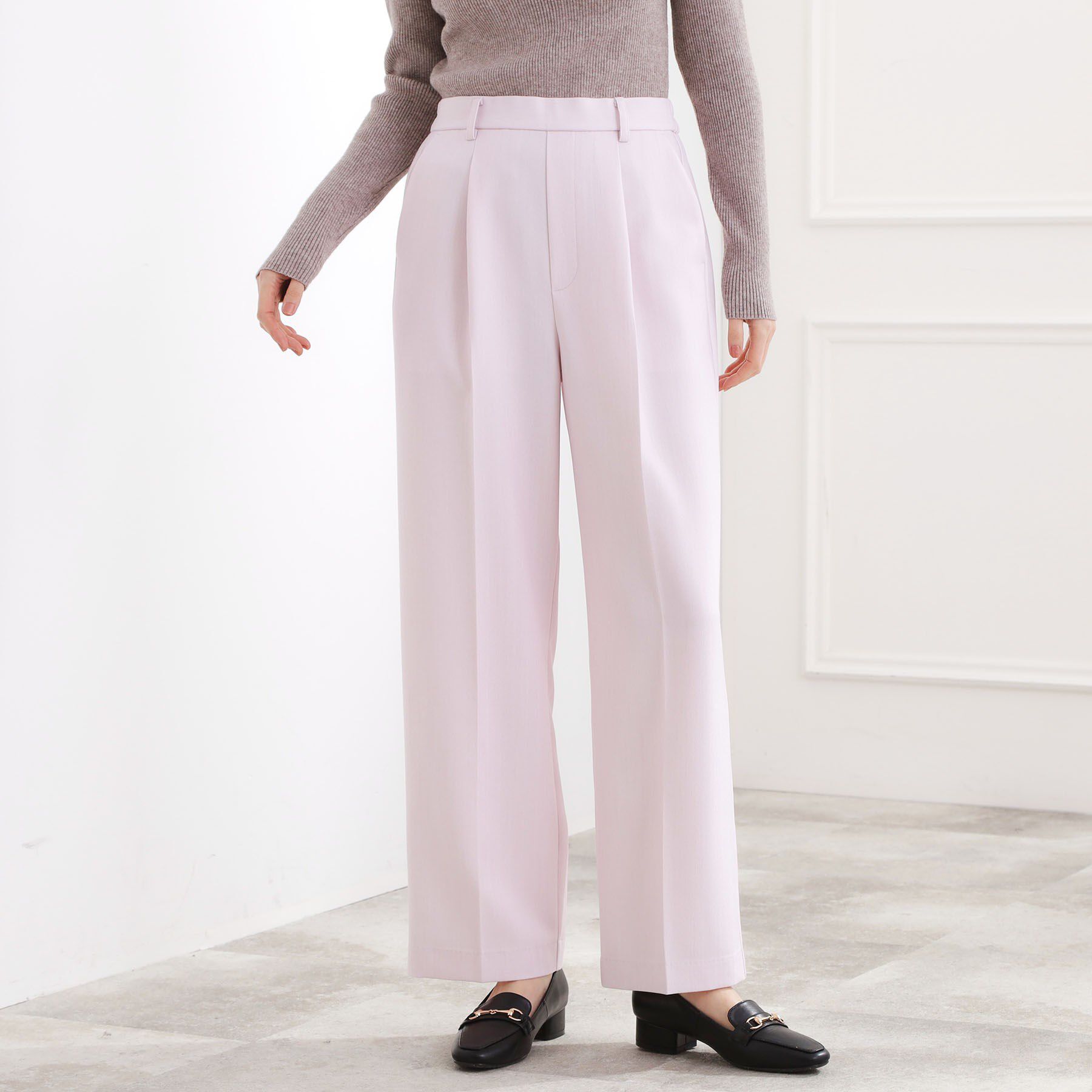 grove「スタイリングが上品に決まる、ウールライクワイドパンツ」|その他|ライトピンク(070