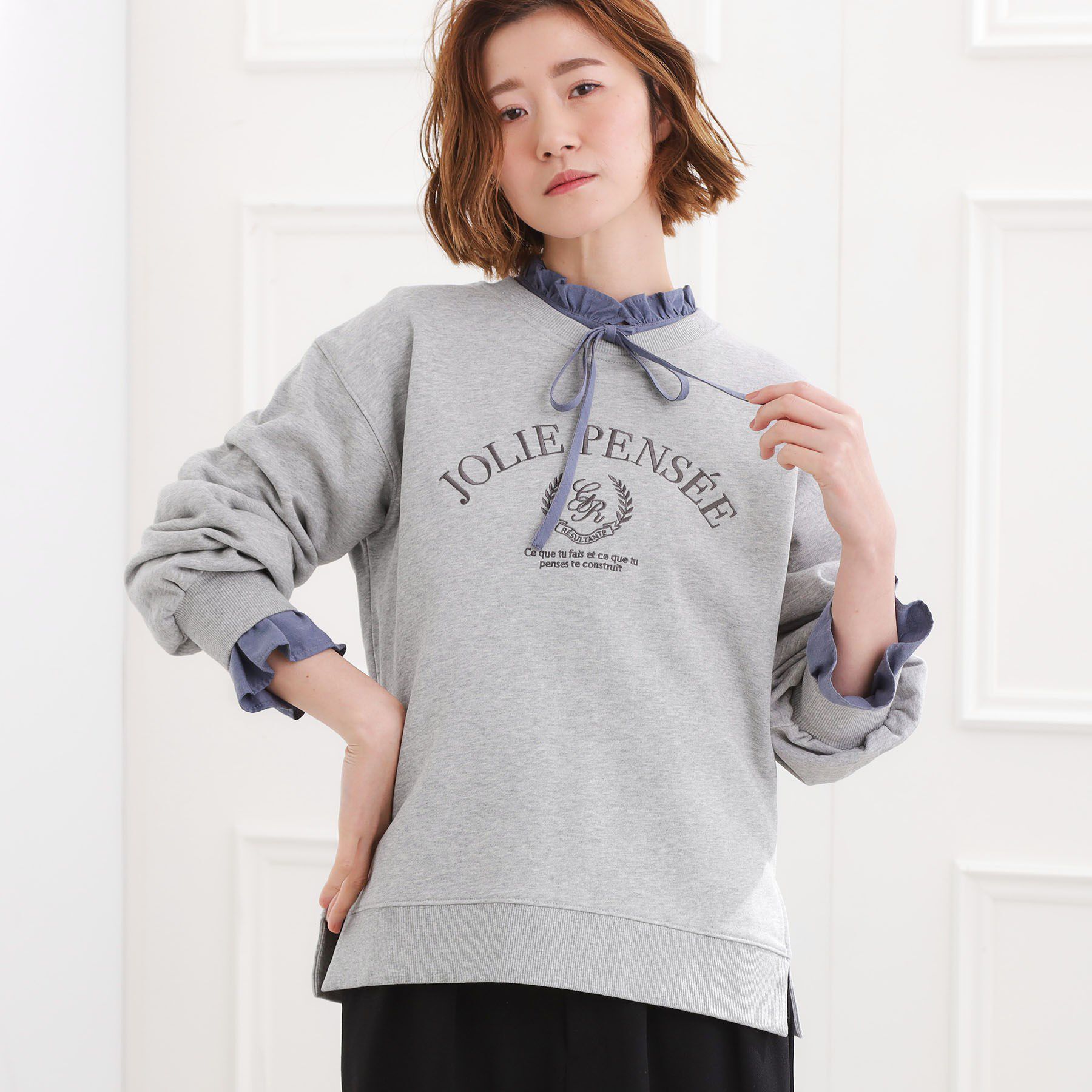 grove「刺繍ロゴ裏毛スウェットプルオーバー」|パーカー|グレー(012)