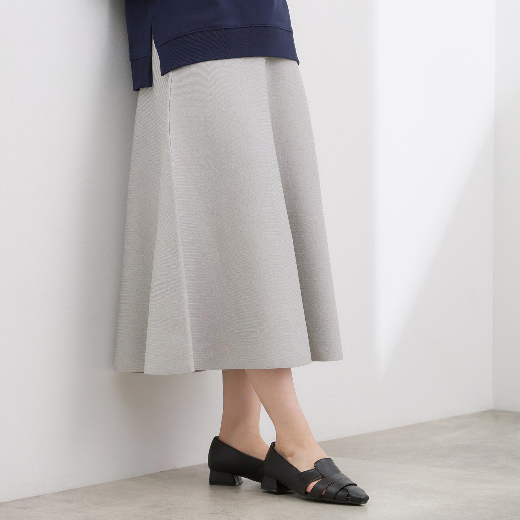 grove「【SETUP対応】ニットフレアスカート」|スカート|グレー(012)