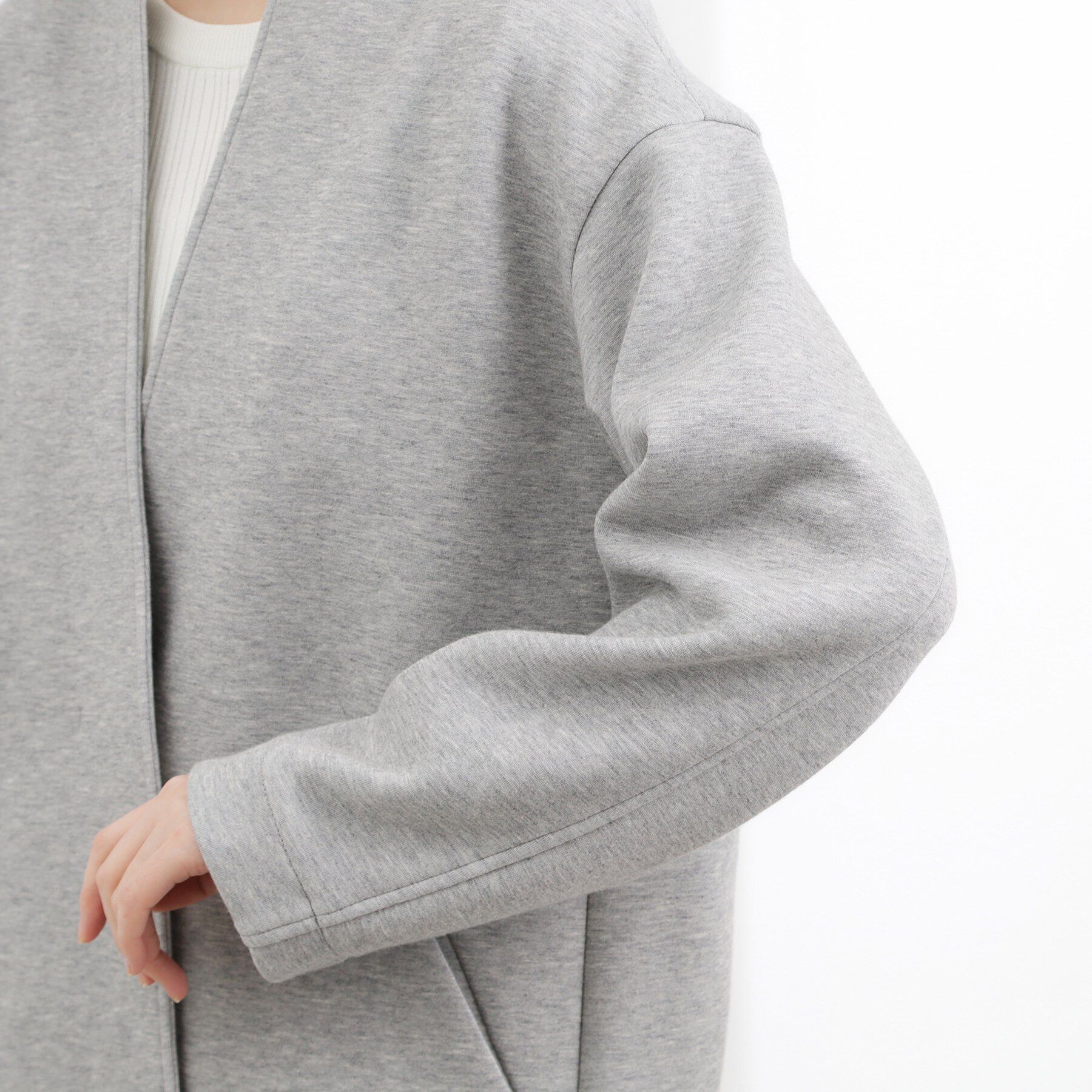 grove「しなやかな着心地で動きやすい、ダンボールジャージノーカラーコート」|ノーカラーコート|