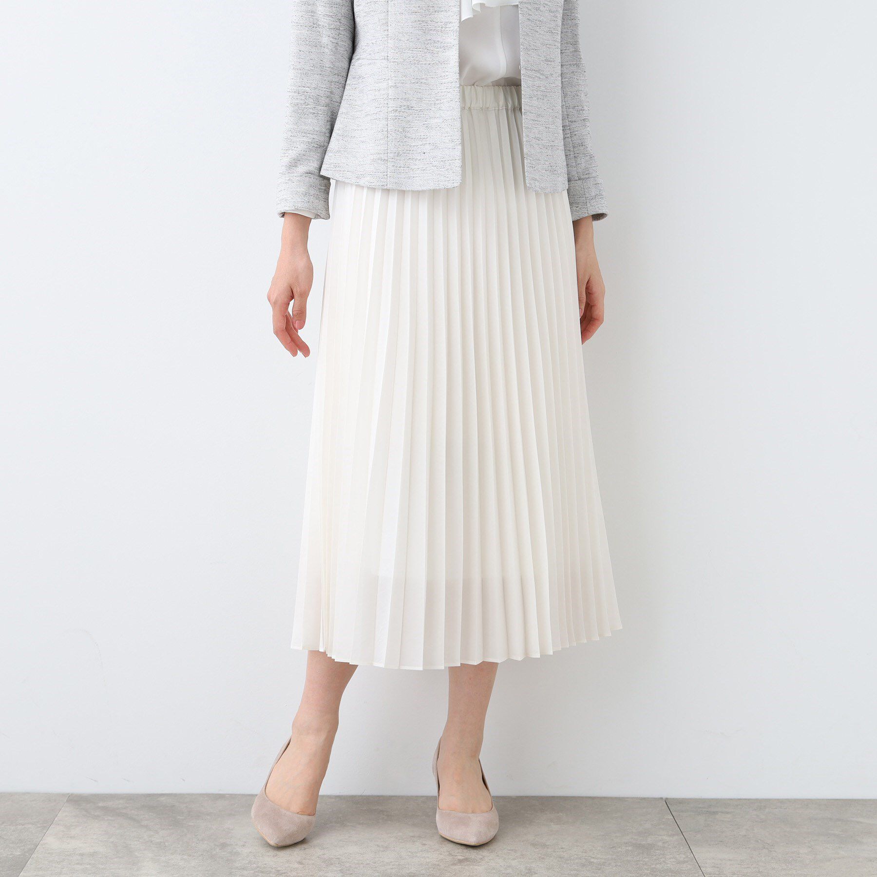 INDIVI「【洗える／ウエストゴム】アコーディオン調プリーツスカート」|スカート|