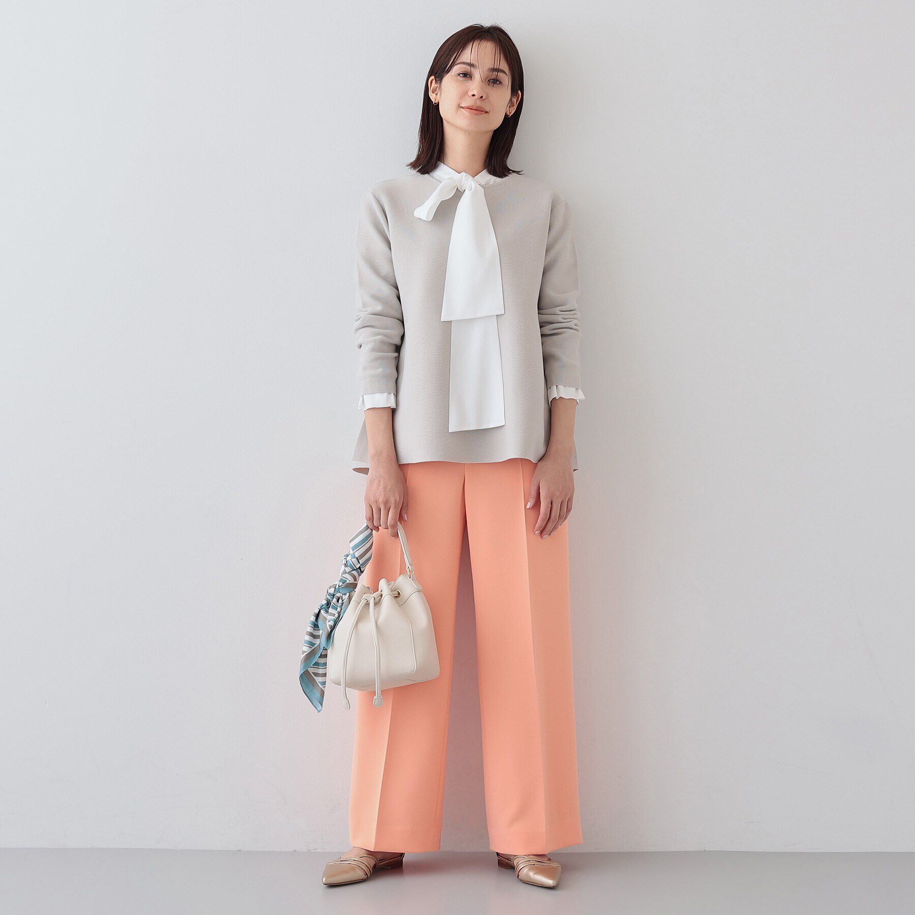 INDIVI「【2点セット／UVケア】ツイードジレ＆ボウタイブラウス カセット服」|その他|