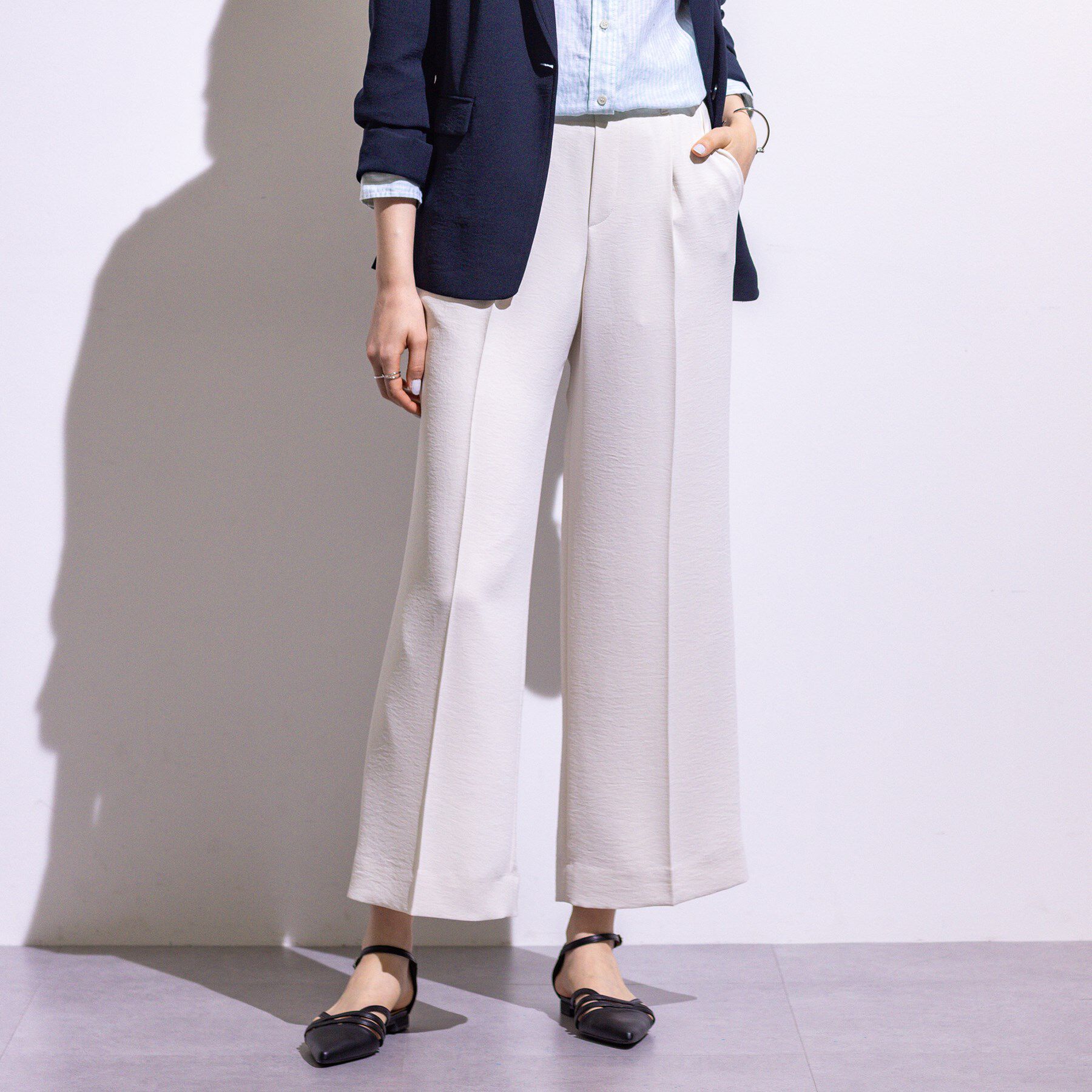 INDIVI「【着る日傘/遮熱/UVケア】ワイドパンツ」|スーツ|グレージュ(050)