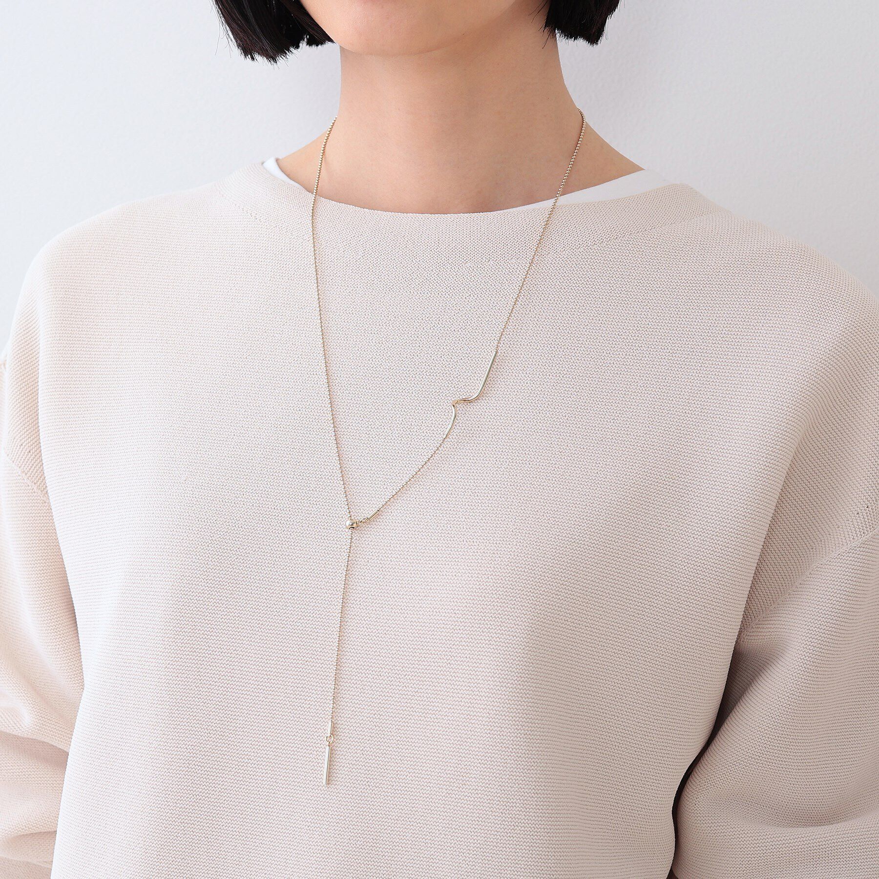 INDIVI「【フリードロップ／2WAY／Y字】ひねりパーツネックレス」|ネックレス|