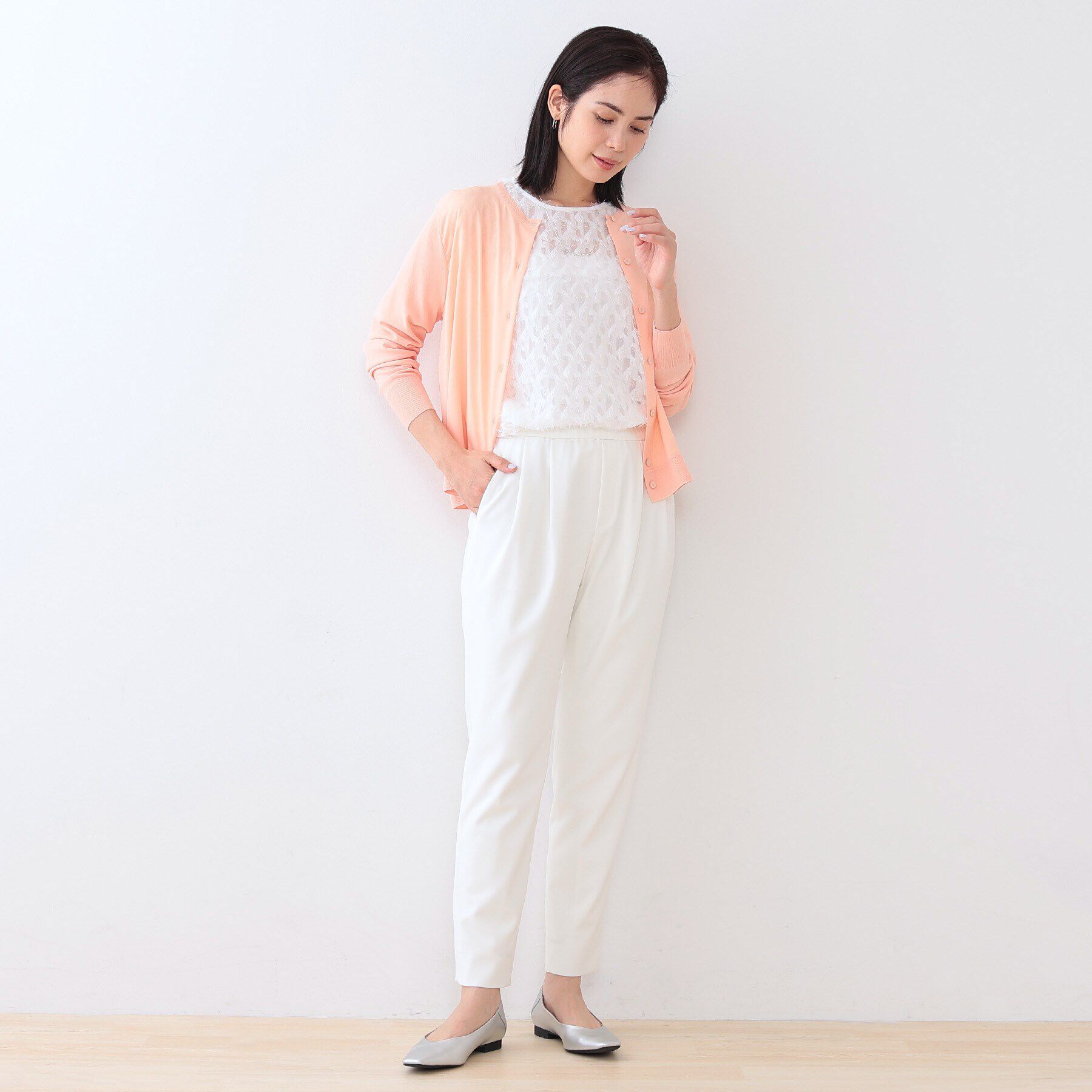 INDIVI「【褒められパンツ】ストレッチ タックテーパードパンツ」|その他|