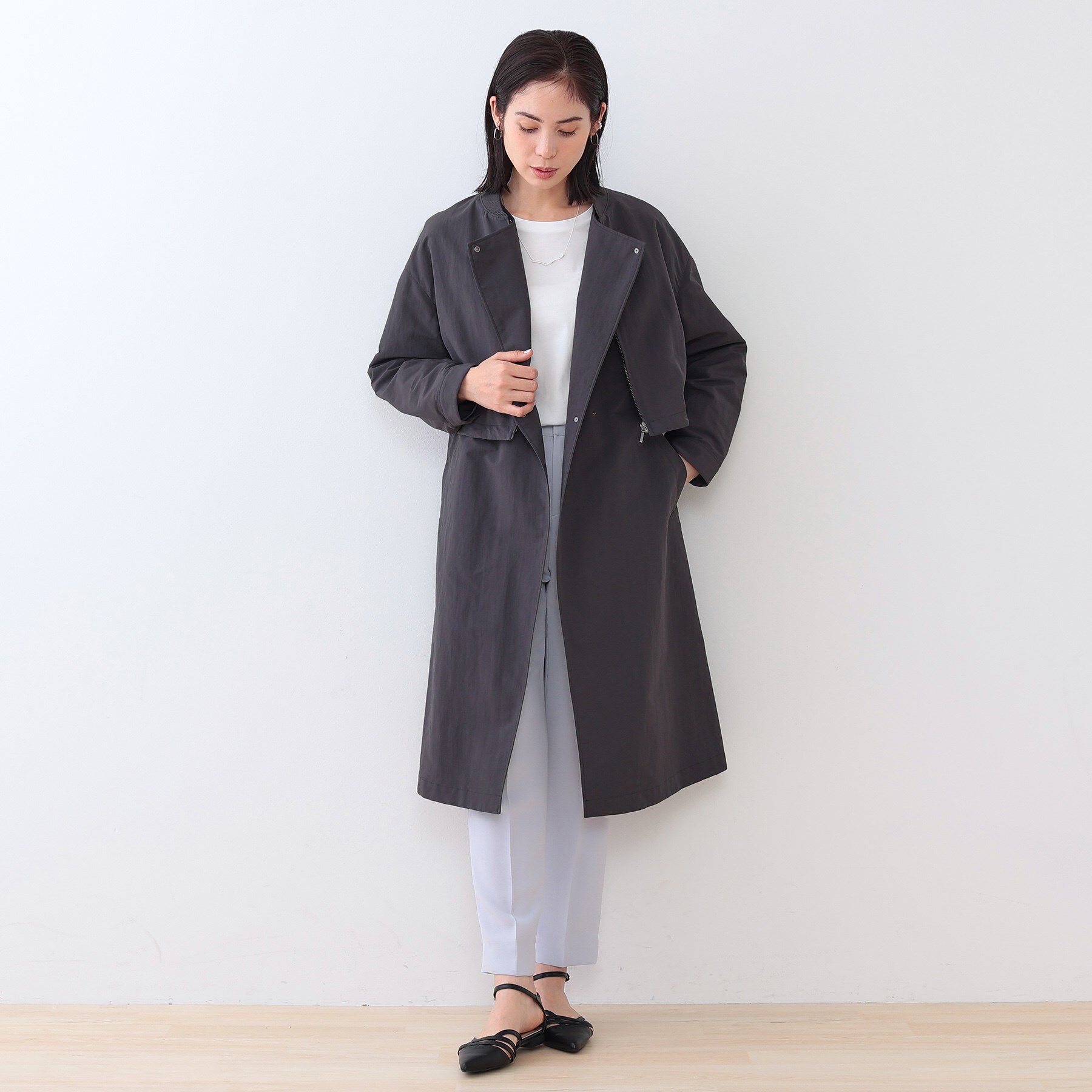 INDIVI「【撥水／UVケア／軽量】トレンチ風ロングコート」|トレンチコート|