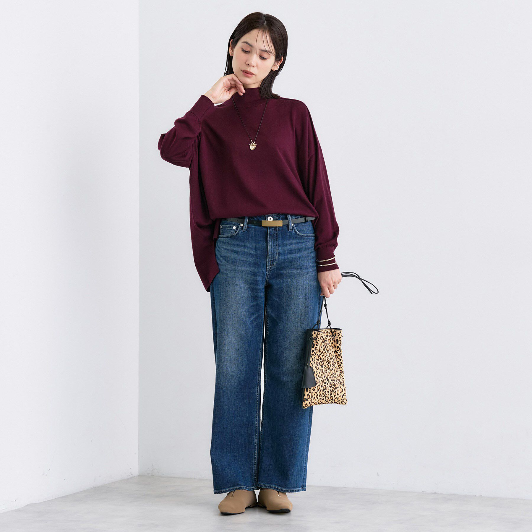 INDIVI「【褒められデニム】ワイドストレート デニムパンツ」|デニム|