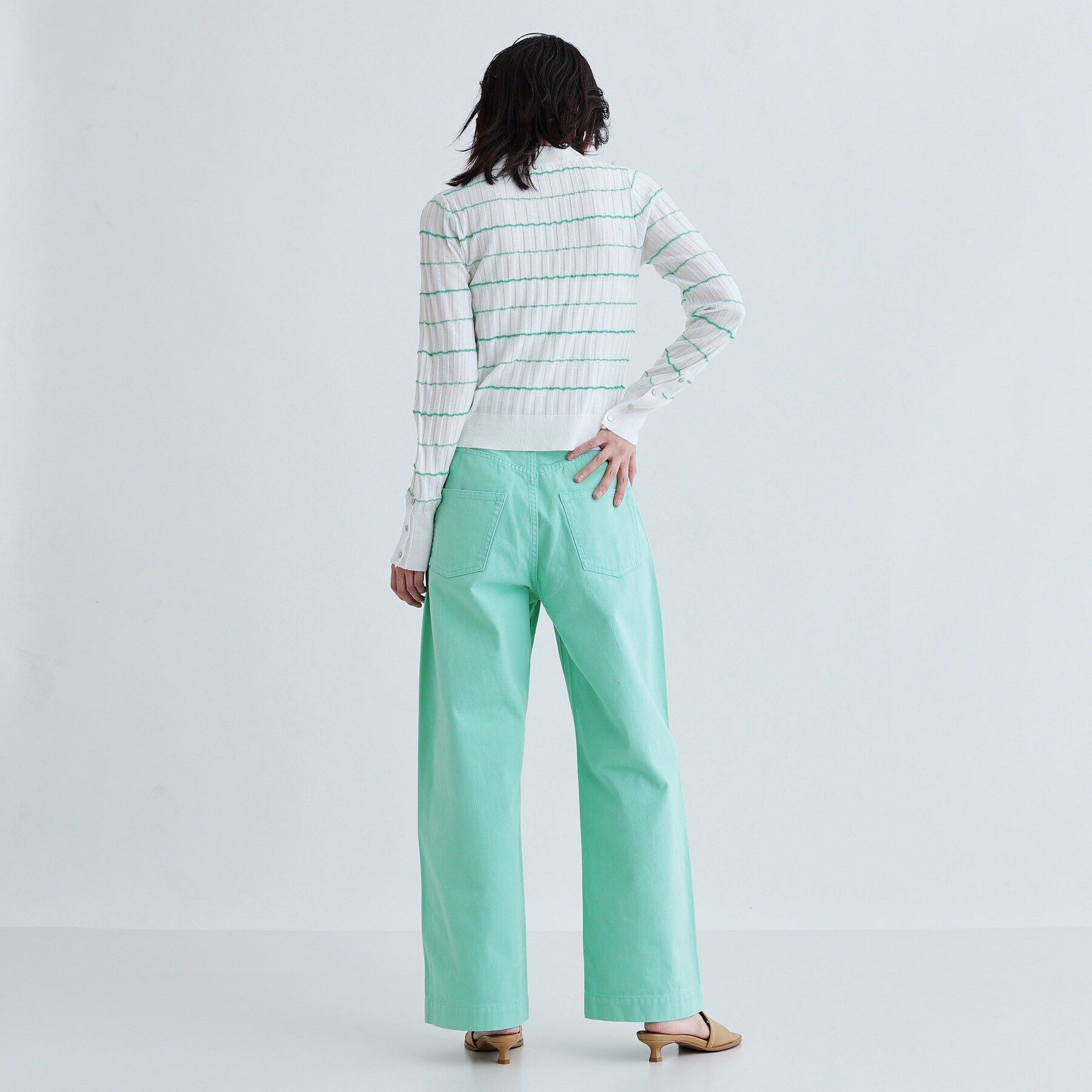 GALLEST「シアーボーダーポロニット」|ニット・セーター|