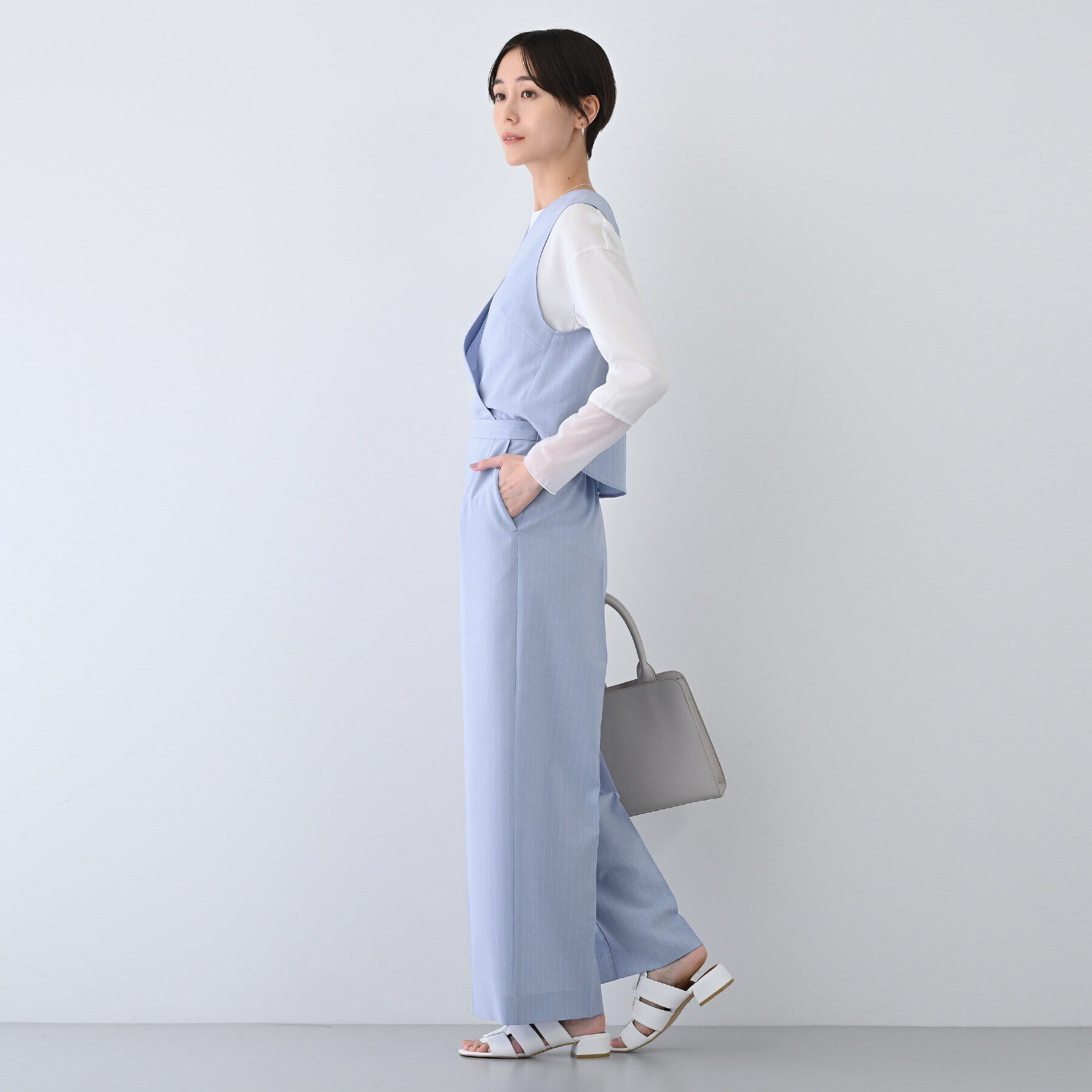 INDIVI「【洗える／2WAY】リネンライクサロペット」|オールインワン|