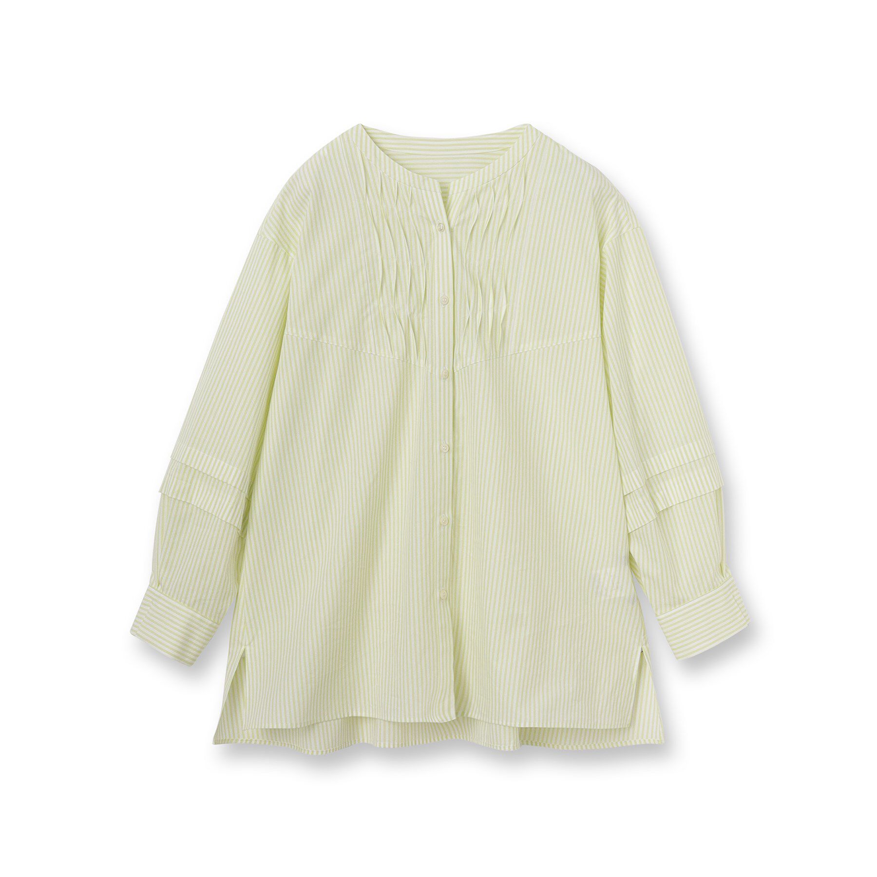 INDIVI「【UVケア／カラーストライプ柄】タックデザインブラウス」|シャツ・ブラウス|