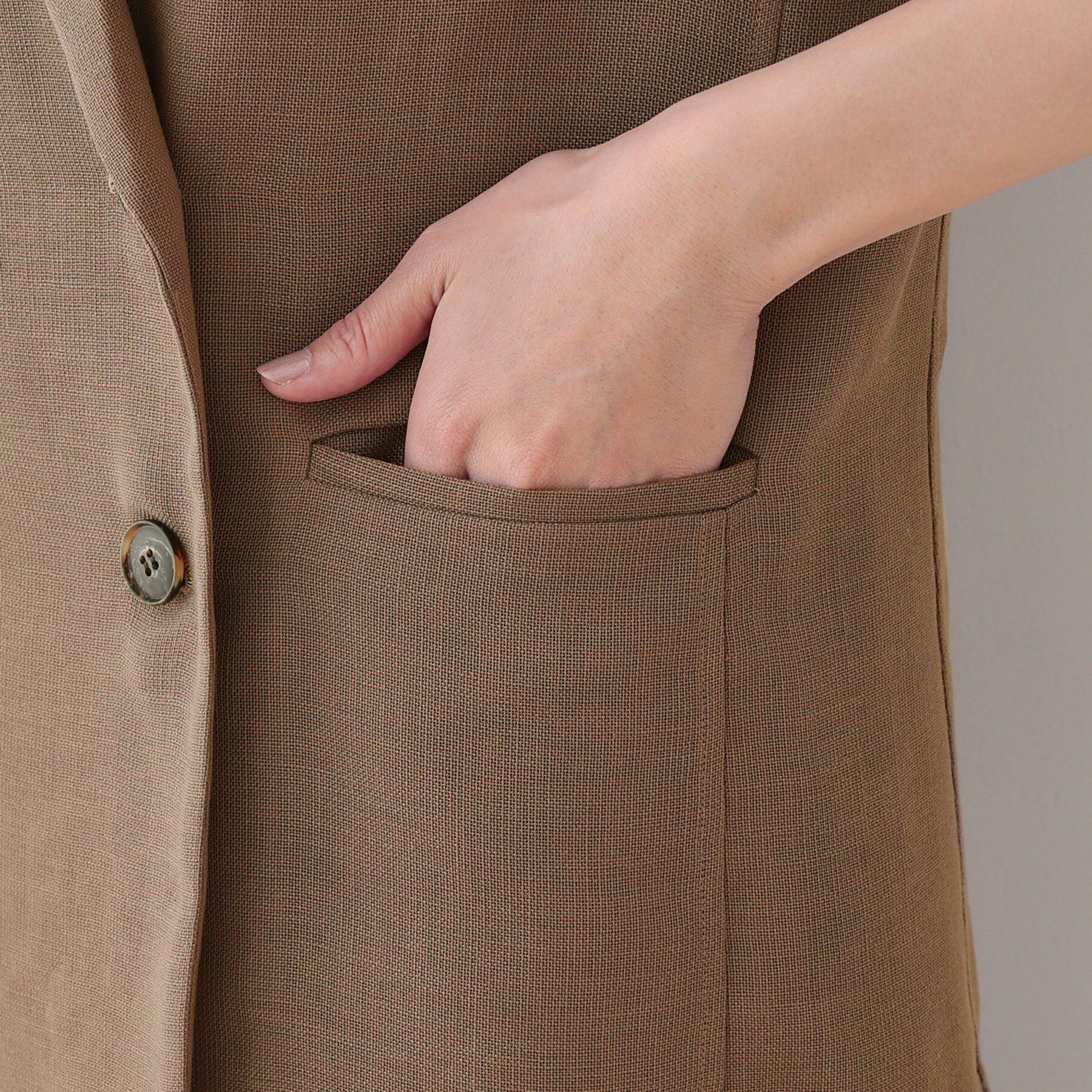 INDIVI「【洗える／メッシュ素材】リネンライク半袖ダブルジャケット」|テーラードジャケット|