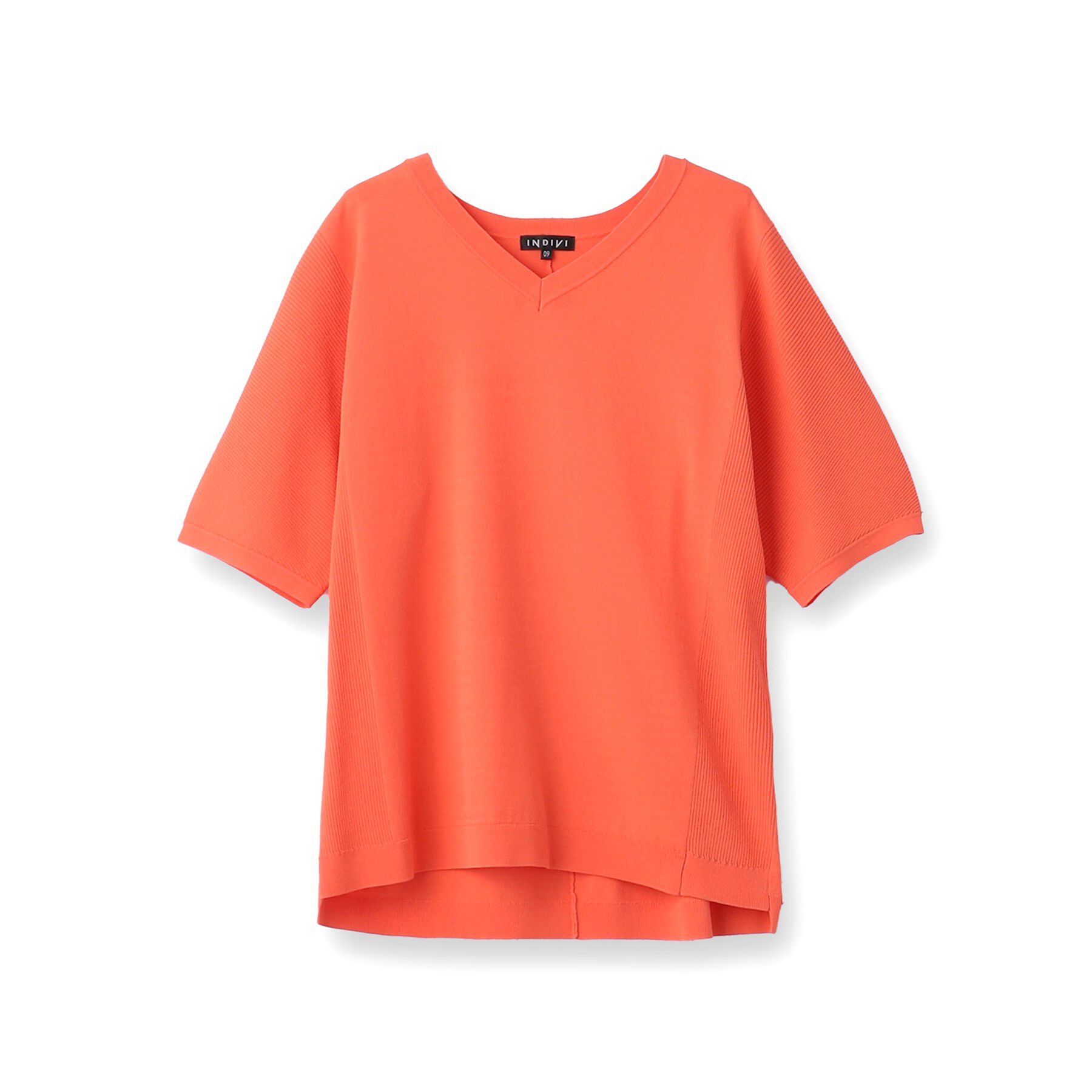 INDIVI「【洗える／清涼感】レーヨンストレッチ 安心丈の半袖ニット」|ニット・セーター|