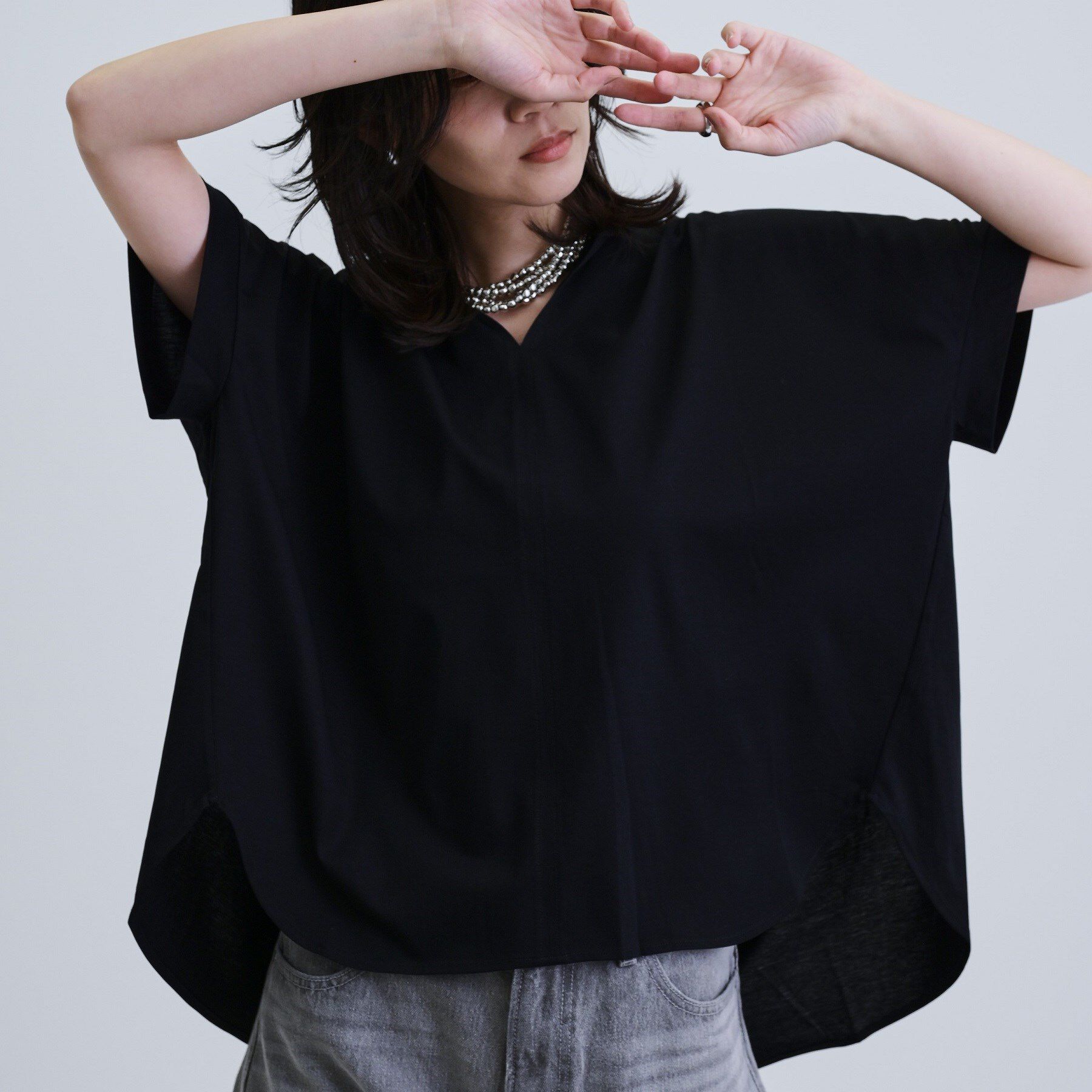 GALLEST「ギャザーポンチョカットソー」|Tシャツ・カットソー|ブラック(019)