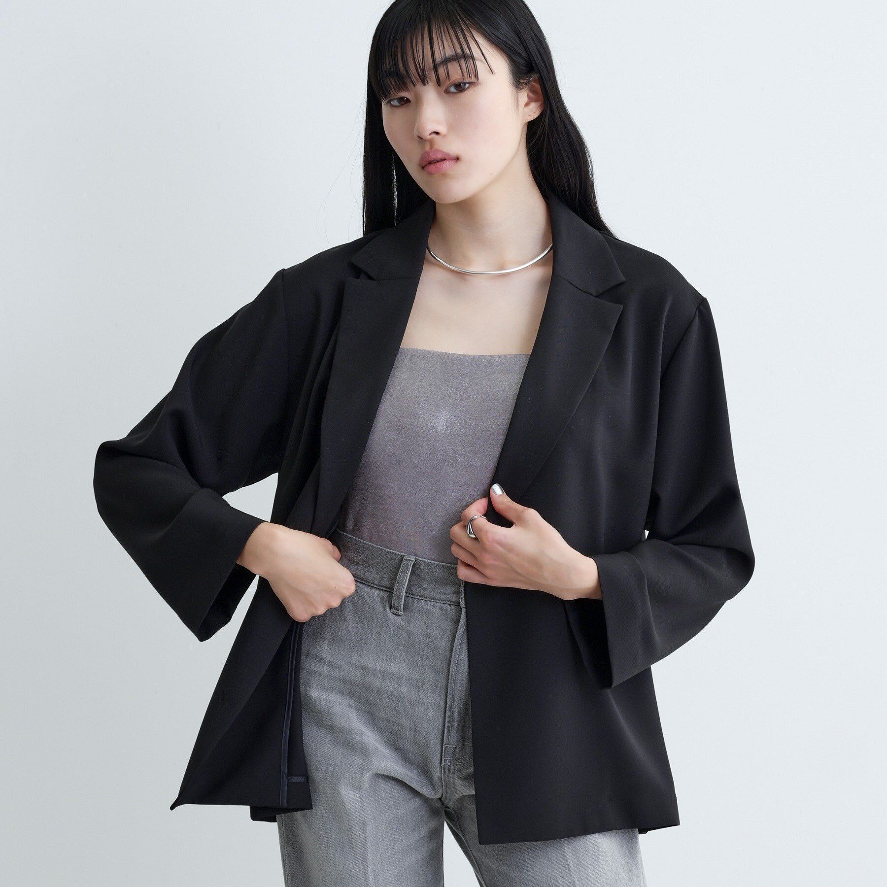 GALLEST「【セットアップ可】モードフィットダブルボタンジャケット【カセット服/オケージョン/通勤】」|テーラードジャケット|ブラック(019)