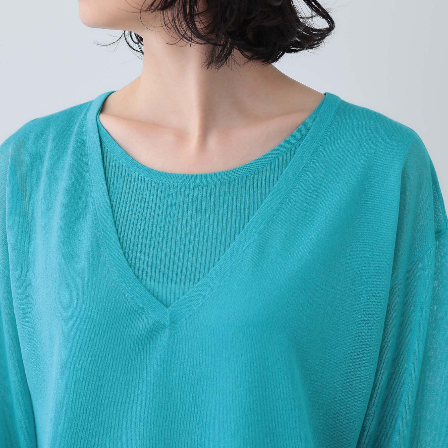 INDIVI「【洗える／シアーラメ】レイヤード風ニット」|ニット・セーター|