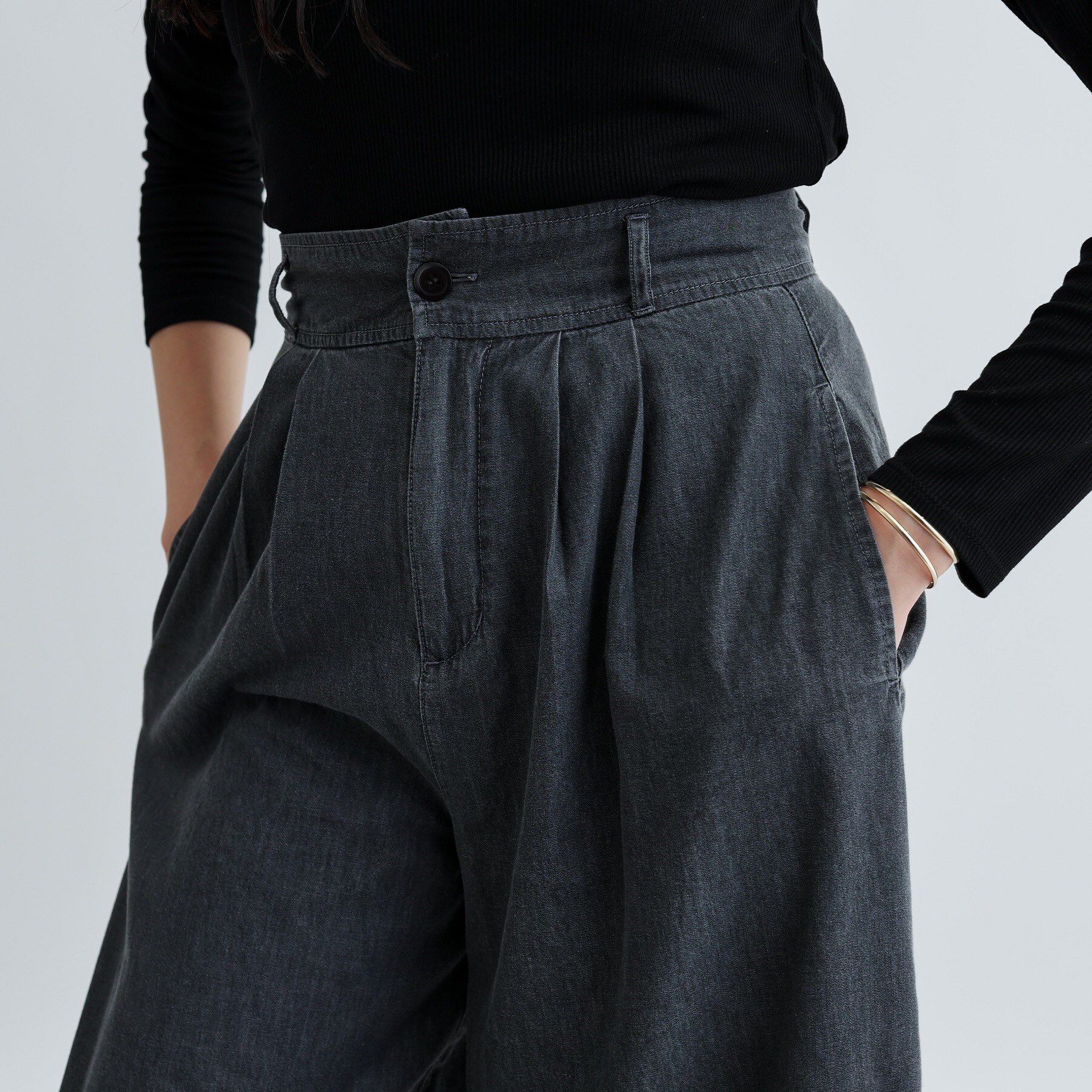 GALLEST「【セットアップ可能】ダンガリータックフレアパンツ」|その他|