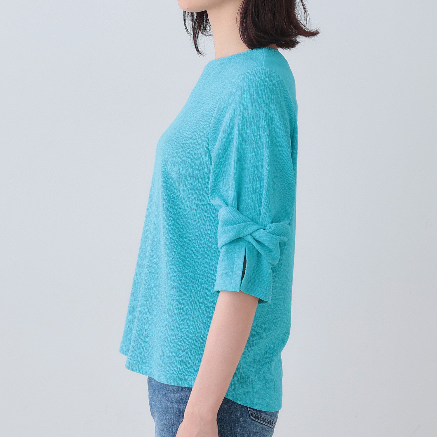 INDIVI「【洗える／吸水速乾／UVケア】ねじりデザイン袖カットソー」|Tシャツ・カットソー|