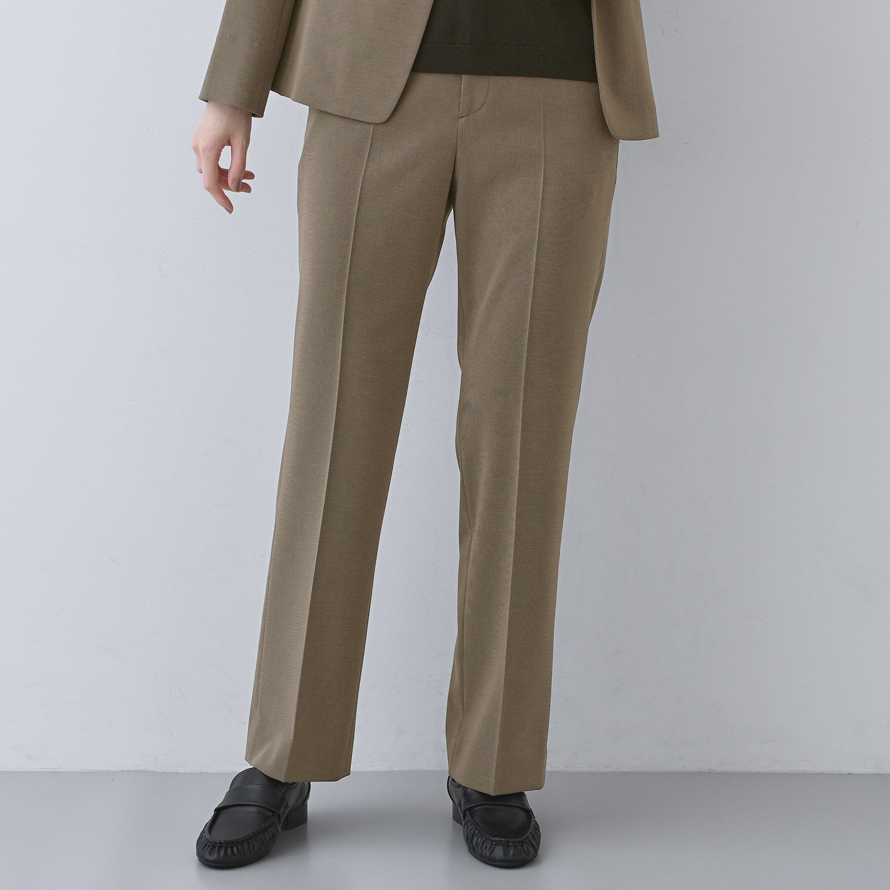 INDIVI「【洗える／夏スーツ】ミニ千鳥柄ストレートパンツ」|その他|モカブラウン(642