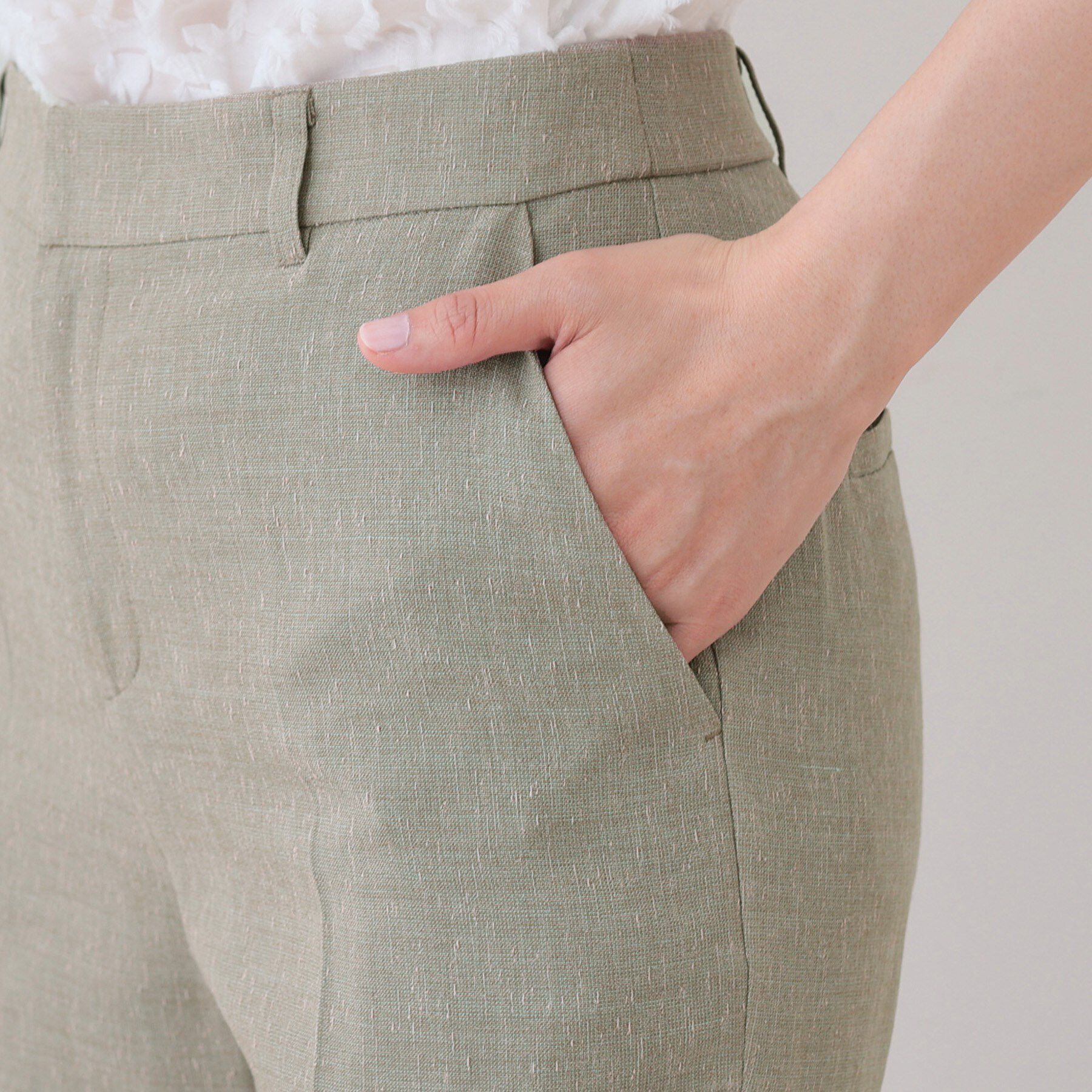 INDIVI「【日本製】リネンライクテーパードパンツ」|その他|