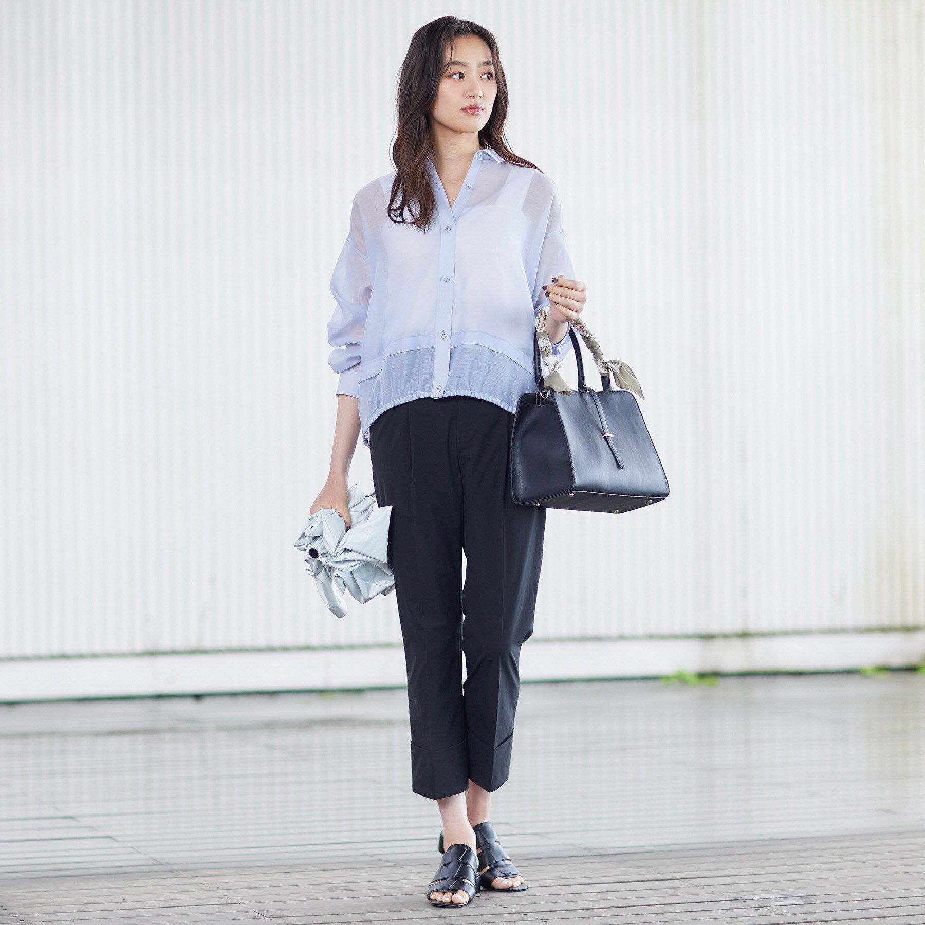 INDIVI「【洗える／ドロスト付】トレンドシアーシャツ」|シャツ・ブラウス|