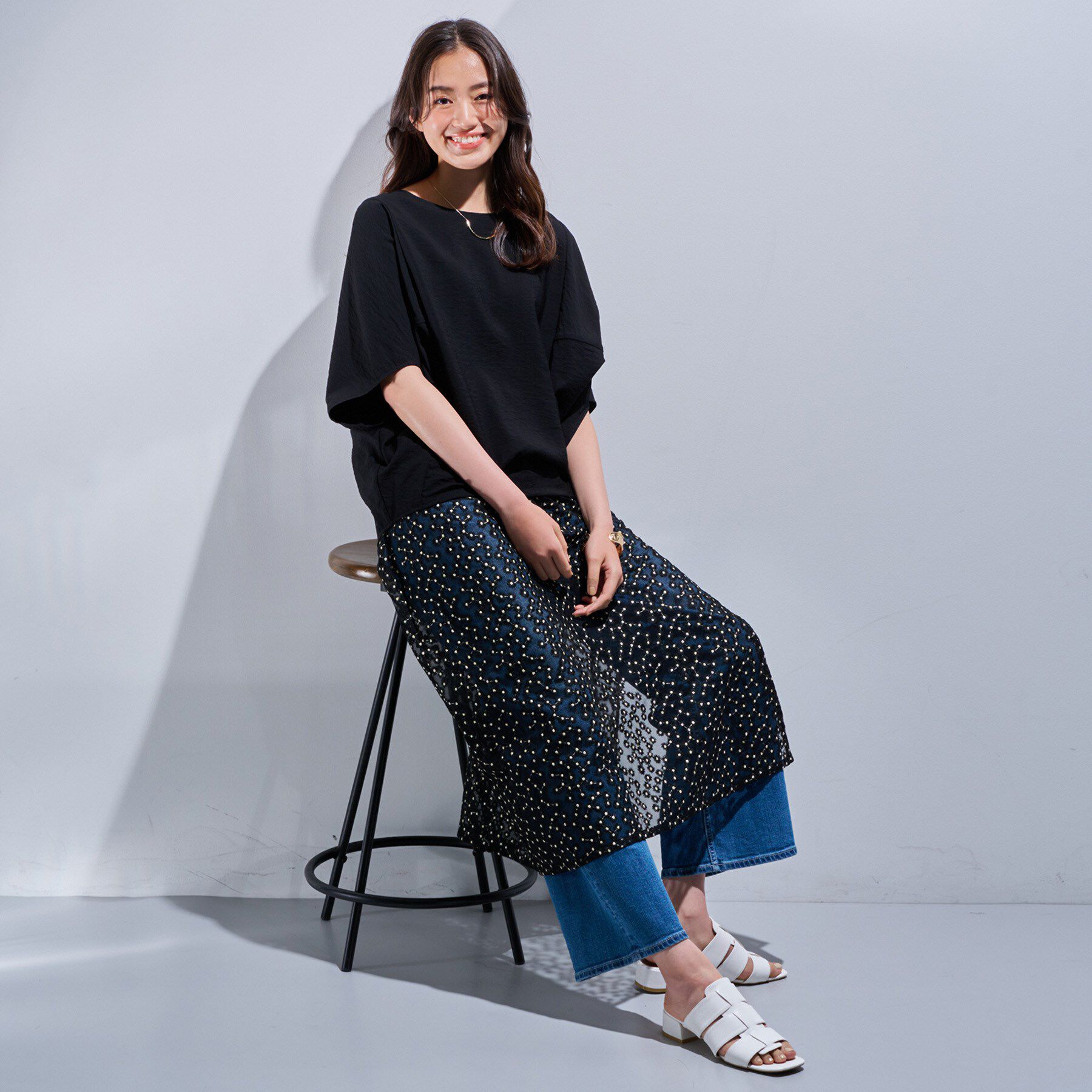 INDIVI「【洗える／5分袖／UVケア／SETUP可能】モモンガスリーブブラウス」|シャツ・ブラウス|