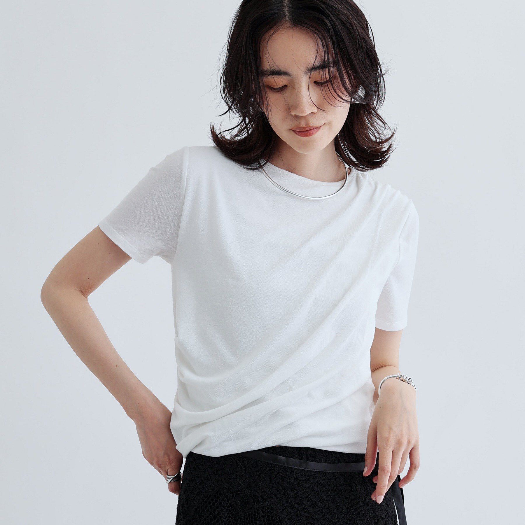 GALLEST「バルーンドレープTシャツ」|Tシャツ・カットソー|ホワイト(001)