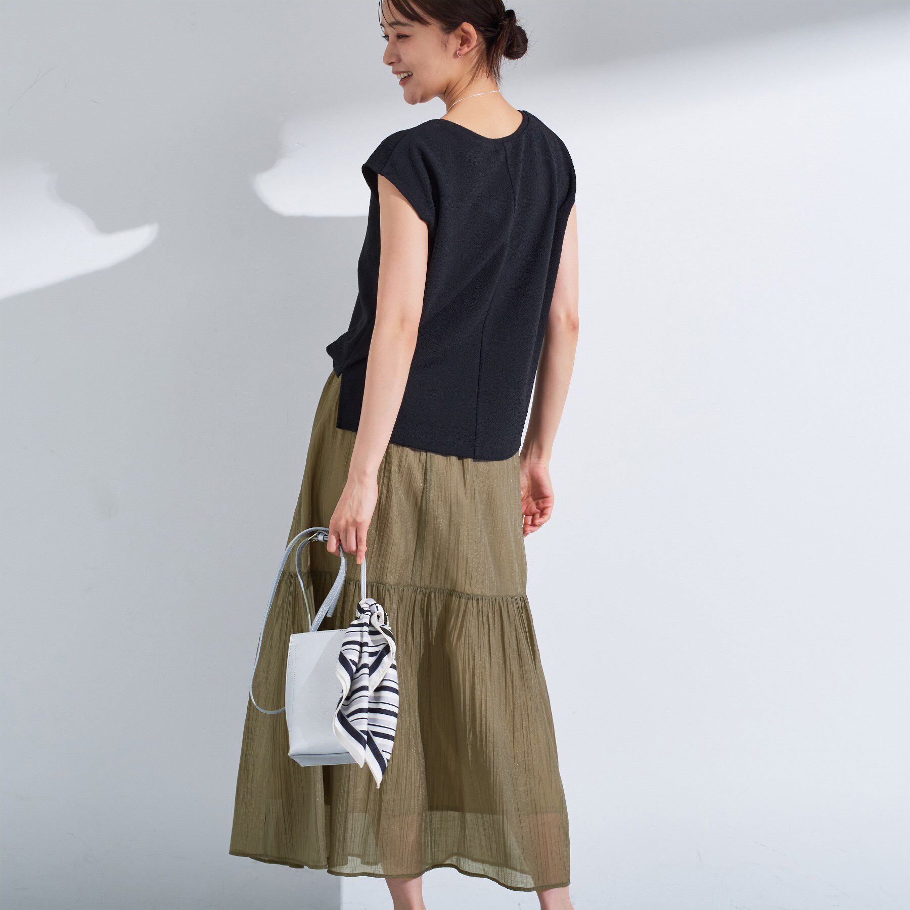 INDIVI「【2点セット／着回し◎】ノースリーブ＆ティアードスカート カセット服」|ワンピース|